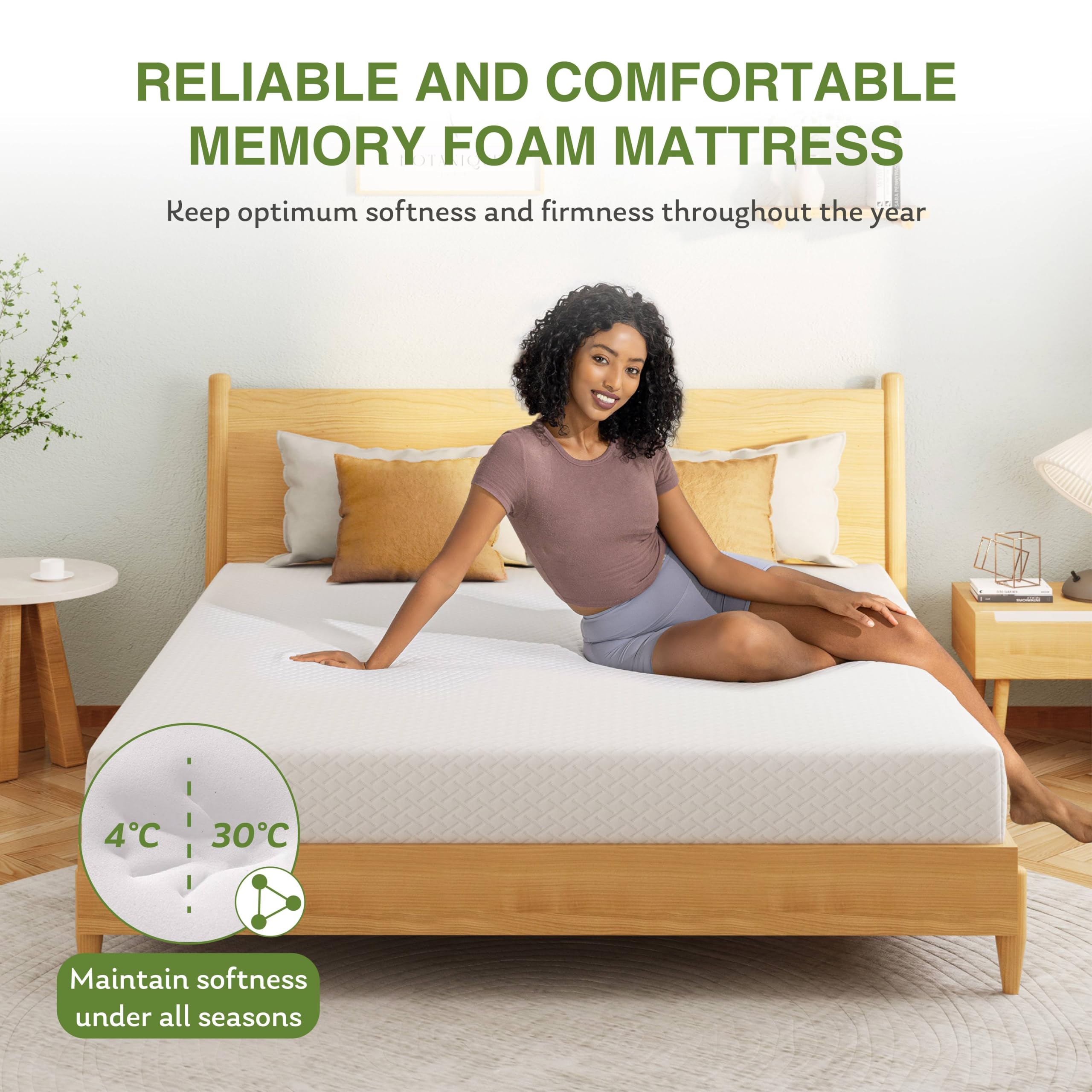 10 Inch Twin Size Memory Foam Mattress in a Box - Cooling Green Tea Gel Infused, Medium Support Pressure Relief, CertiPUR-US Certified (75