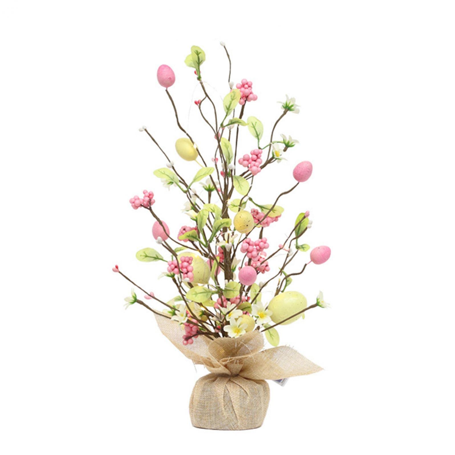 18 Inch Easter Eggs Tree with Delicate Ornaments & Lights - Spring Tabletop Decor for Home, Party, Wedding | Holiday & Seasonal Decoration Gift Idea | Perfect for Easter Celebrations, Spring Home Décor, and Festive Gatherings
