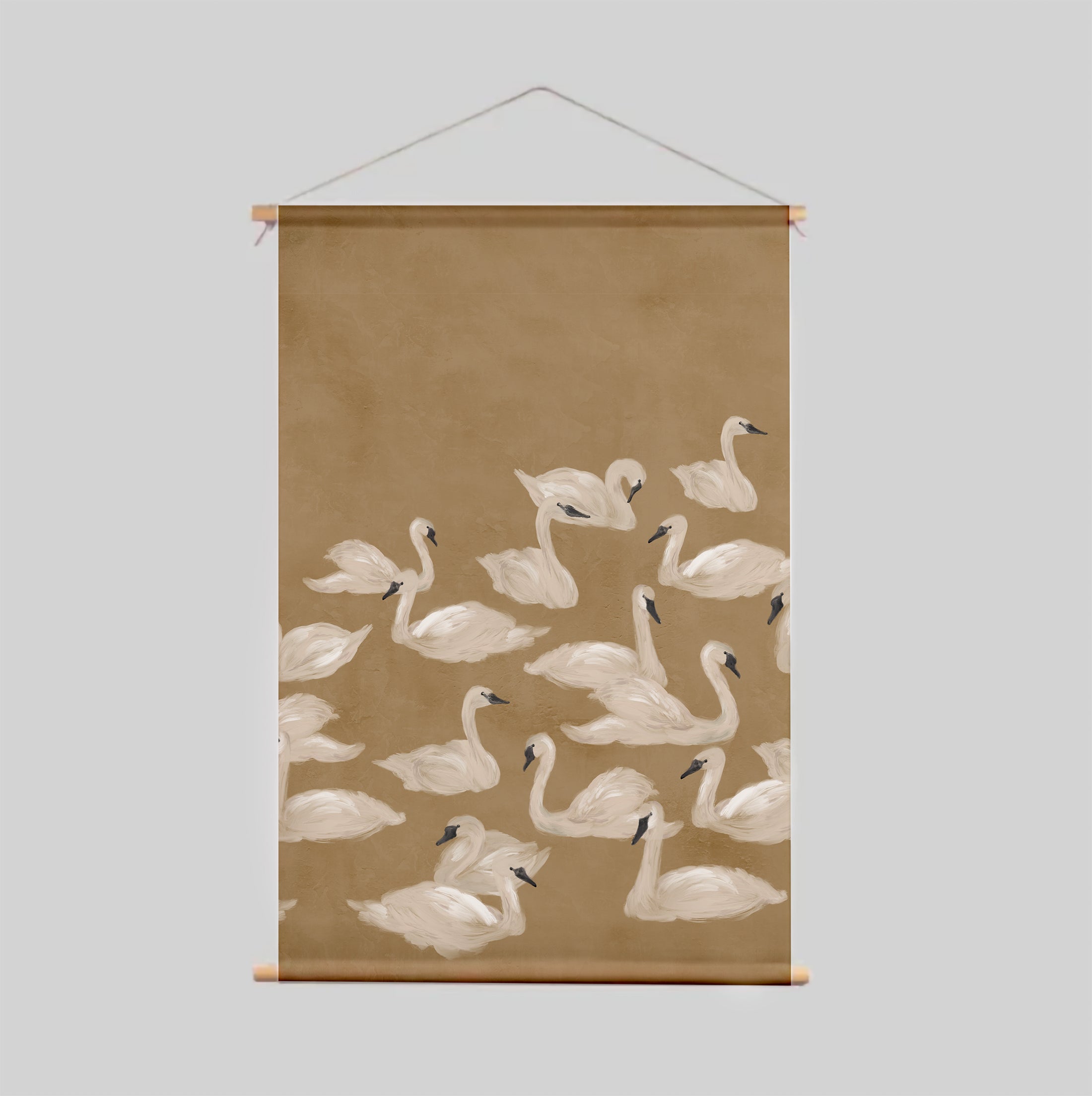 Elegant Dancing Swan Textile Poster - Nature Inspired Wall Art Decor for Living Room, Bedroom & Office