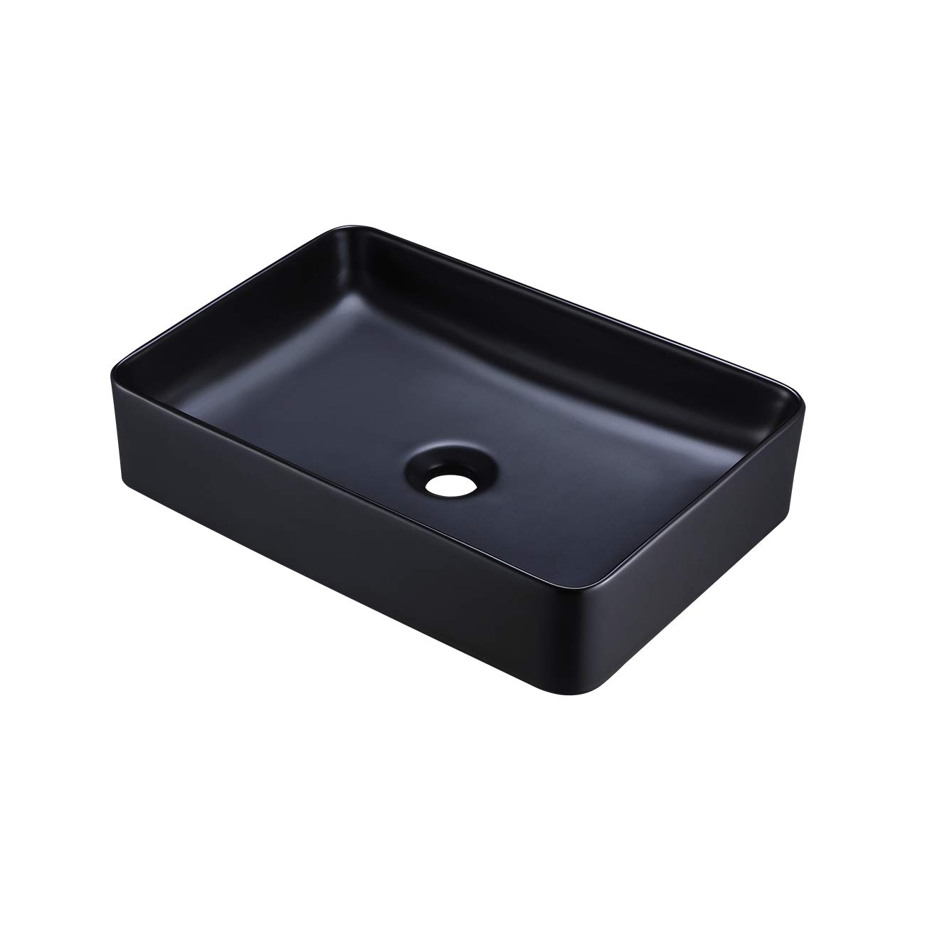 20 Inch Matte Black Rectangular Vessel Sink - KES Above Counter Bathroom Sink for Vanity Cabinet | Modern Lavatory Basin for Contemporary Bathrooms (BVS123S50-BK)