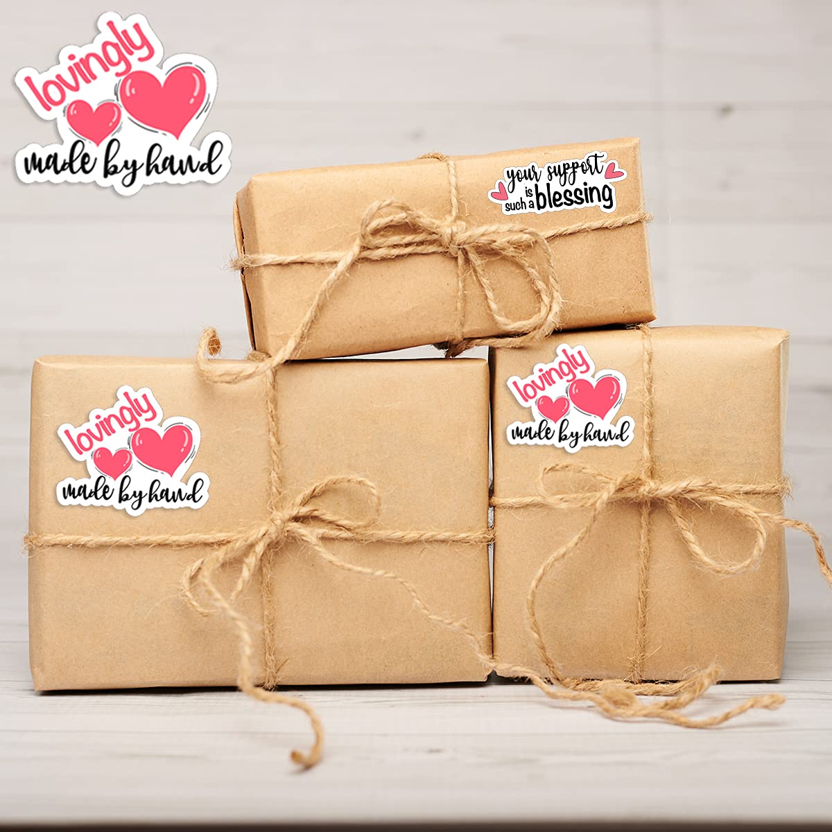 Wailozco 1.5 Inch Handmade Thank You Stickers - Premium Business Labels for Online Retailers, Small Businesses & Handmade Goods (500 Labels/Roll) - Perfect for Packaging, Envelopes & Product Branding