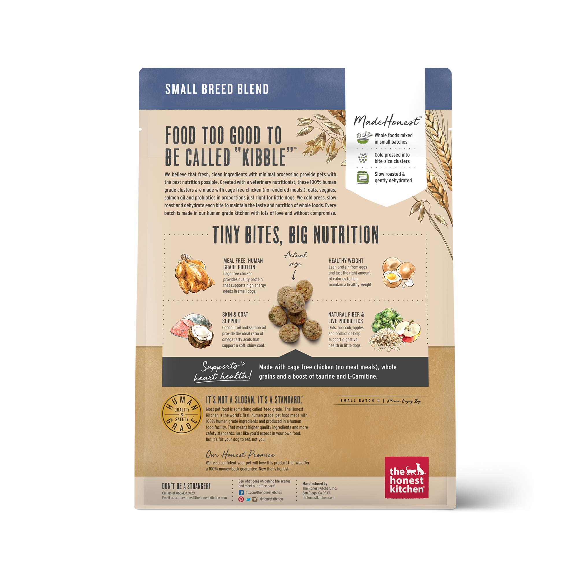 The Honest Kitchen Whole Food Clusters Small Breed Whole Grain Chicken Dry Dog Food - 1 lb Trial Pouch | Healthy Natural Nutrition for Puppies & Small Dogs | Perfect for Home, Travel & Training Treats
