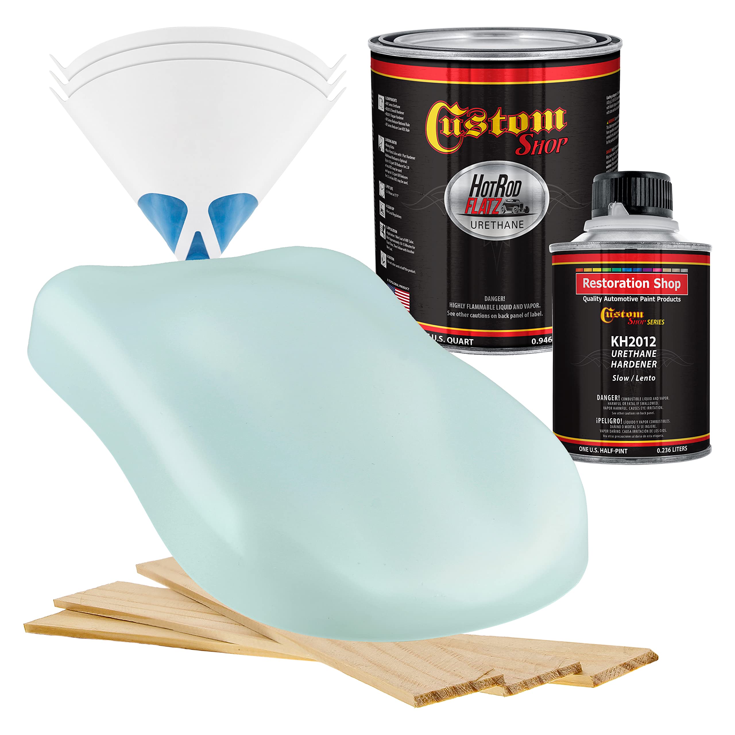 Diamond Blue Hot Rod Flatz Flat Matte Satin Urethane Auto Paint Kit - Professional Low Sheen Automotive Coating for Cars & Trucks (4:1 Mix Ratio) - Perfect for Custom Car Restoration & Hot Rod Projects
