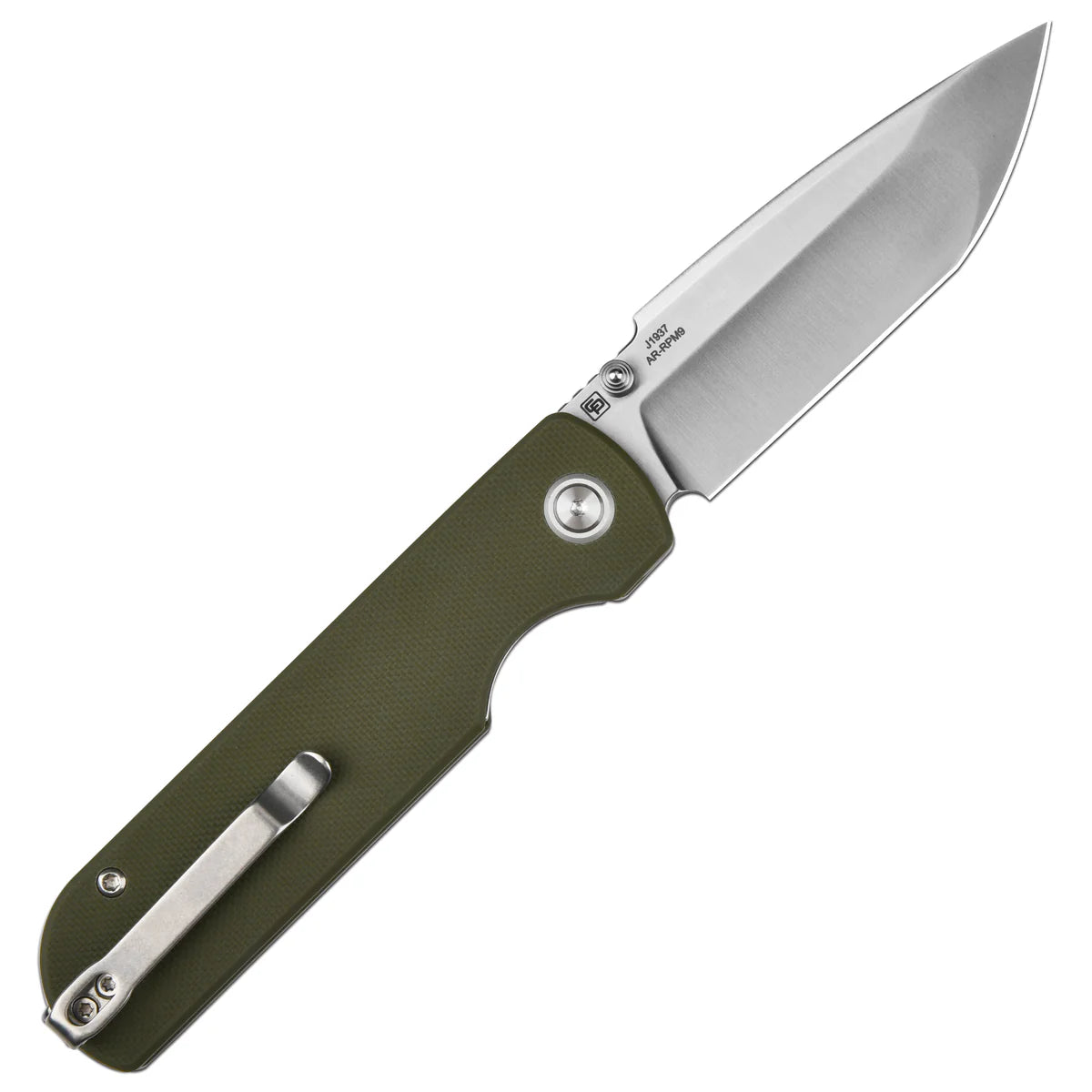 CJRB 1937GN Nova Liner Lock Knife - Sand Polished Tanto Blade & OD Green G10 Handle - EDC Folding Pocket Knife for Outdoor, Camping, and Everyday Carry