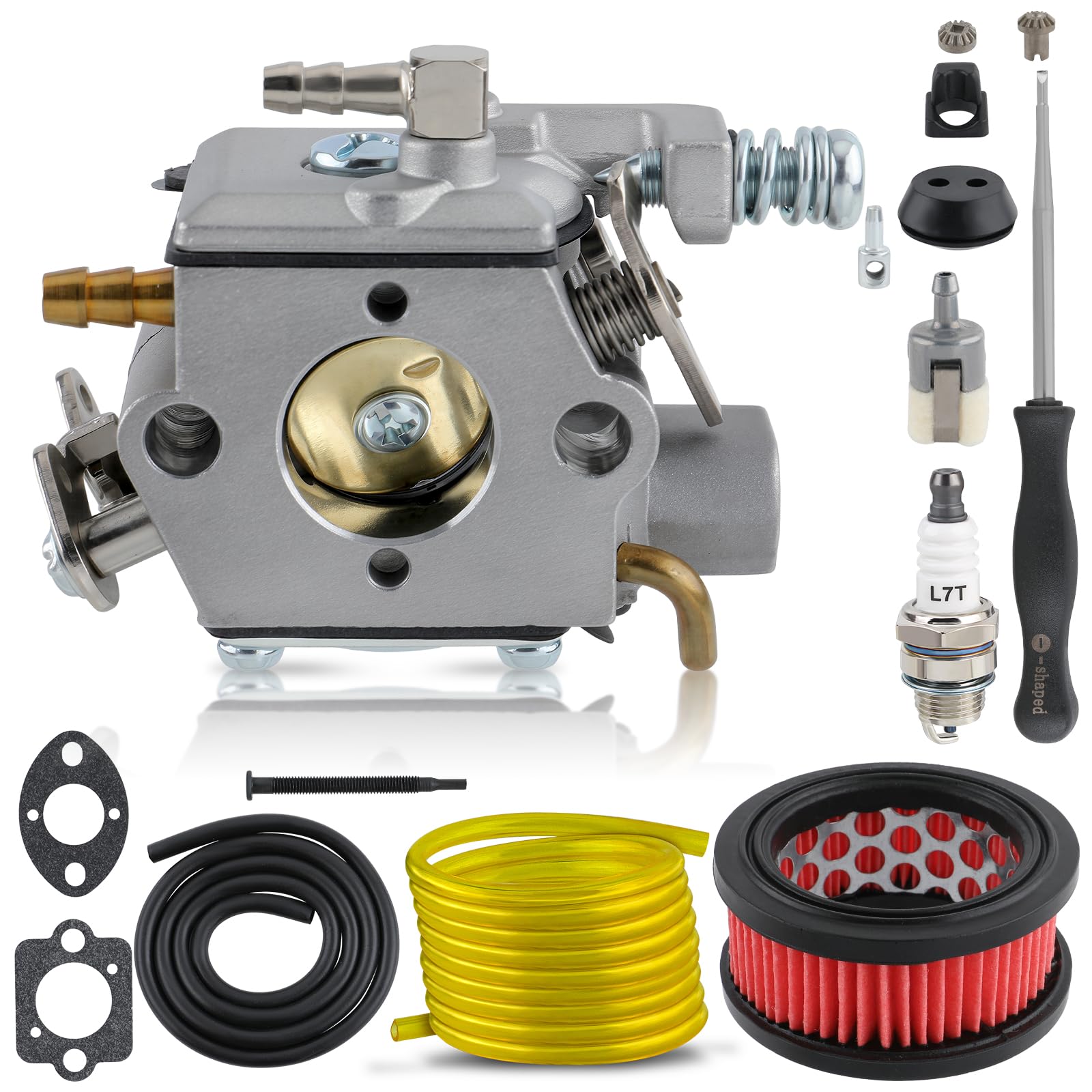 Walbro WT-985 Carburetor with Tune Up Kit A021001921 A021001920 - Compatible with Echo CS-370 CS-400 CS-400F & Shindaiwa 402s Chainsaws - Includes Gasket, Air Filter, Fuel Filter, Hose, Spark Plug & Screwdriver - Perfect for Chainsaw Maintenance & Repair