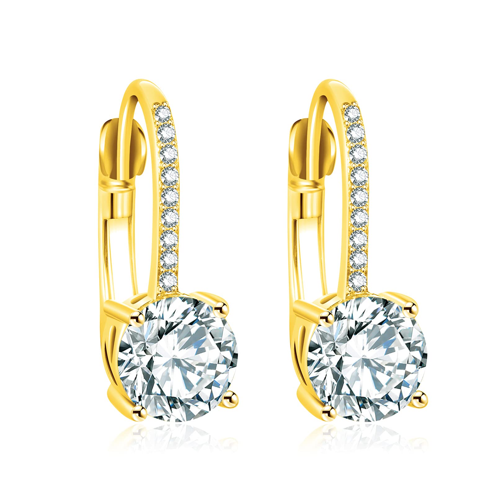 Hypoallergenic CZ Paper Clip French Gold Earrings for Women - Elegant Dangle Earrings for Girls, Wife & Friends - Perfect Gift for Birthday, Anniversary & Valentine's Day - Great for Office, Party & Date Night