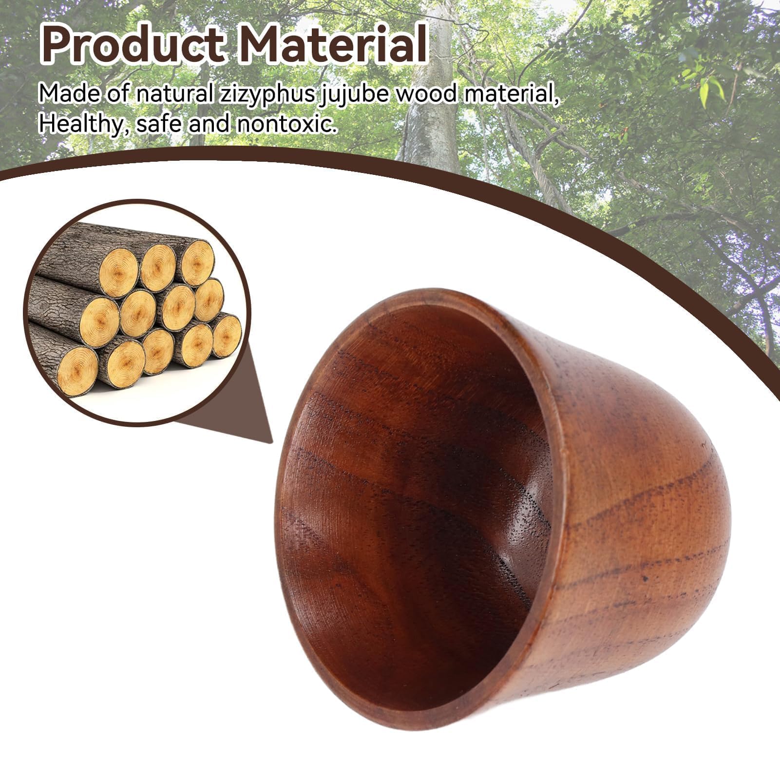 8pcs Japanese Tea Cups - Wooden Heat-Insulating 75ml Natural Wood Tea Set for Matcha, Sencha & Green Tea - Perfect for Home, Office & Tea Ceremonies