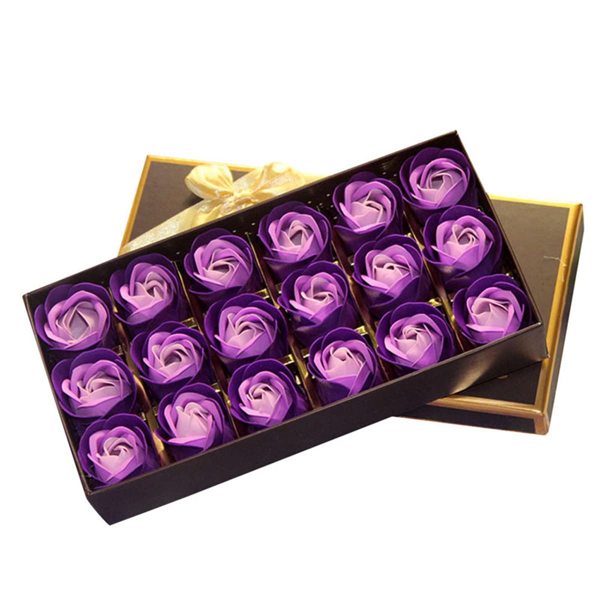 18-Piece Scented Rose Flower Soap Set - Handmade Bath Soap Bars for Hand Washing, Bathing, Wedding Party Favors & Home Decor (Purple) - Perfect for Bridal Showers, Anniversary Gifts & Luxury Bathroom Essentials