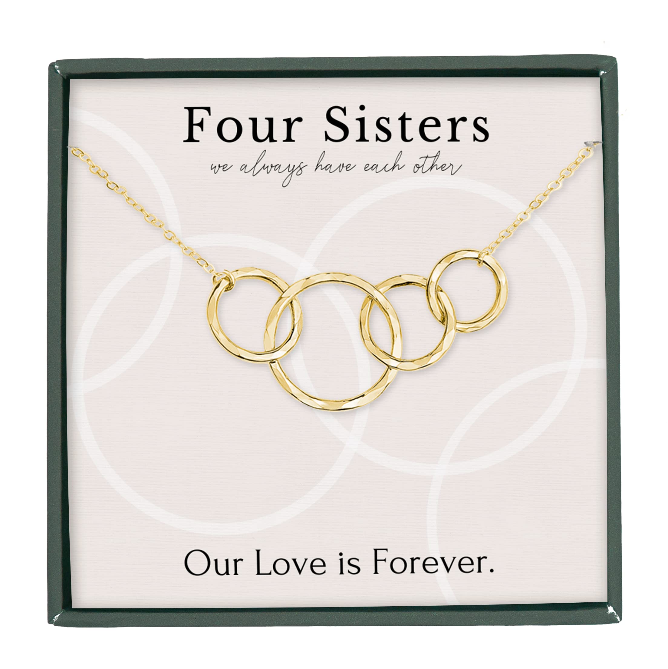 Big & Little Sister Necklace - 14k Gold Plated Sterling Silver Interlocking Rings Jewelry Gift for Sisters | Birthday, Christmas, Anniversary Present for Her