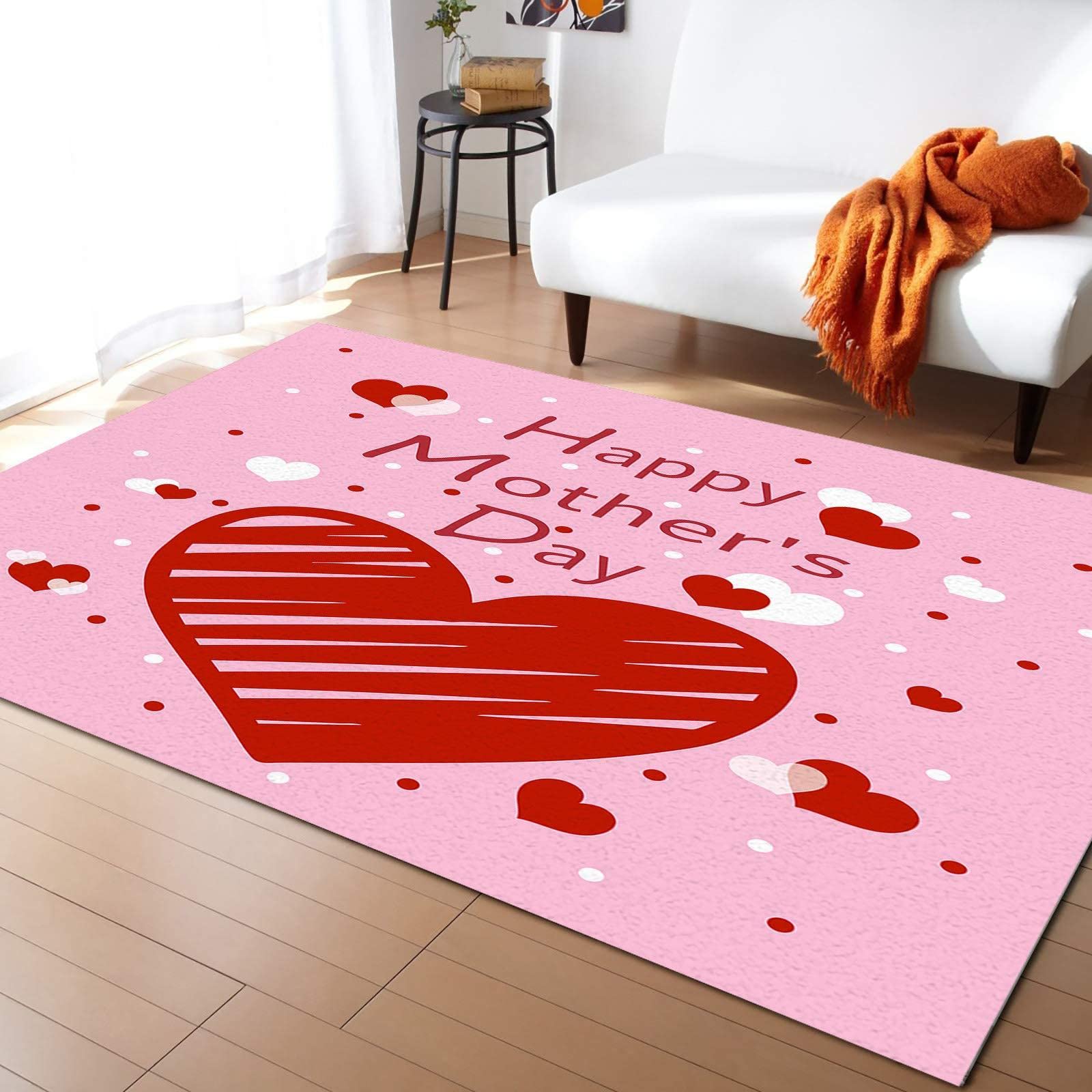 Soft Pink Fluffy Area Rug - Non-Slip Washable Shag Carpet for Living Room, Bedroom, Nursery & Home Office - Perfect Mother's Day Gift (6x8 Feet) - Cozy Floor Mat for Relaxation, Playtime & Home Decor