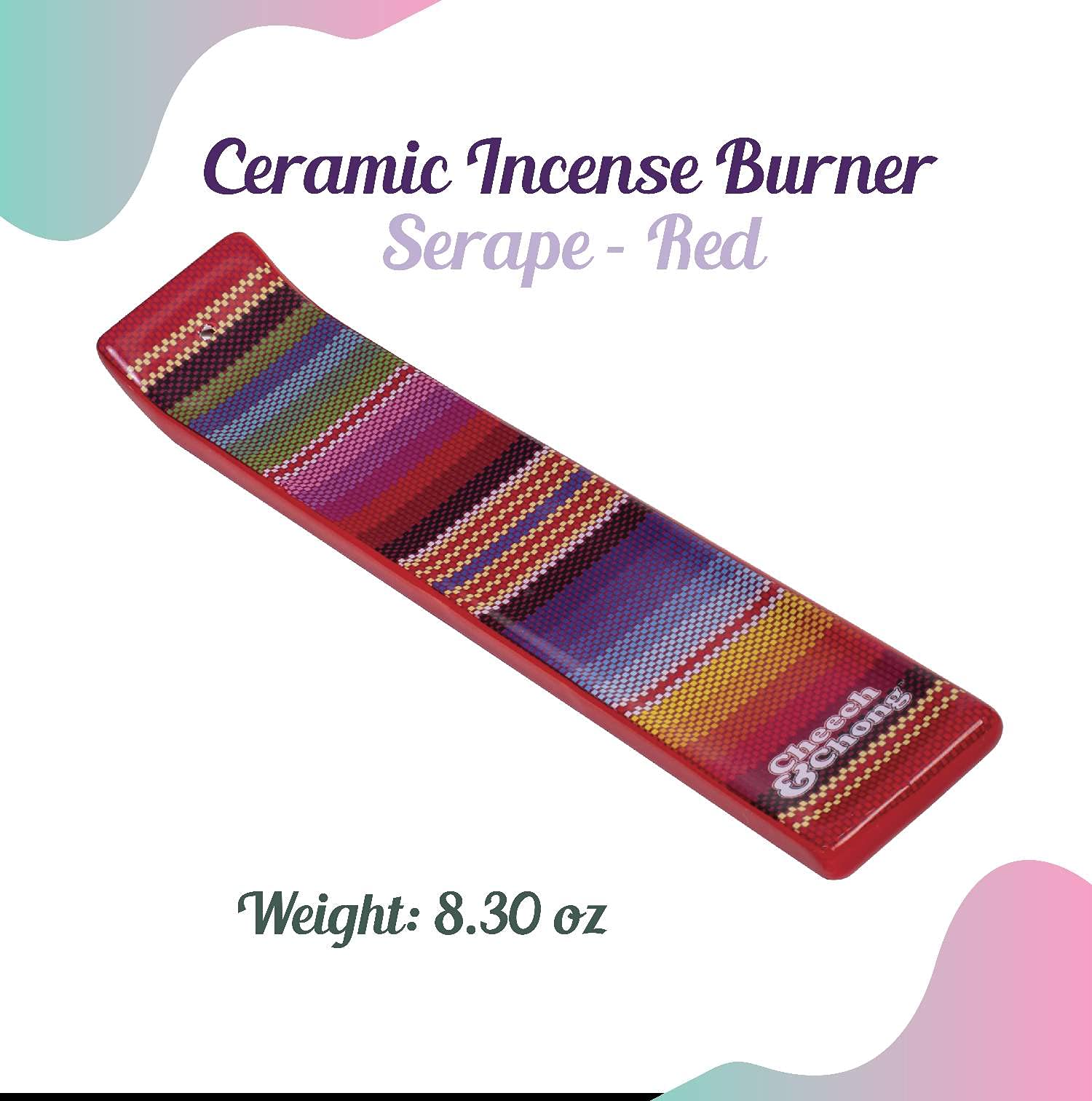 Cheech and Chong Ceramic Incense Burner - Aromatherapy Stick Holder, Home Decor Gift with Serape Design (10.5 Inch, Red) - Perfect for Meditation, Yoga & Relaxation Spaces
