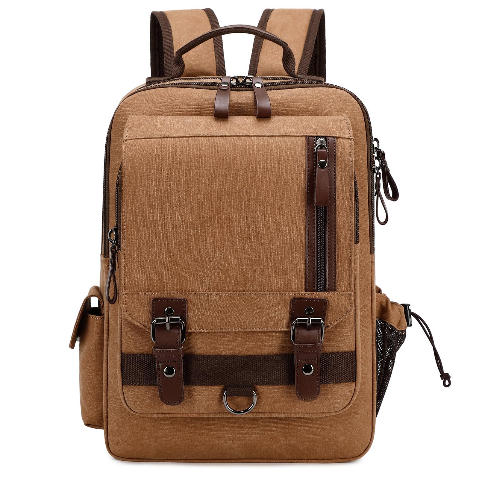 Waterproof Anti-Theft Laptop Backpack for Men - 15.6 Inch Business Travel Backpack with USB Charging Port, Durable Canvas Daypack for Work, Commuting & Outdoor Activities (Coffee Brown)