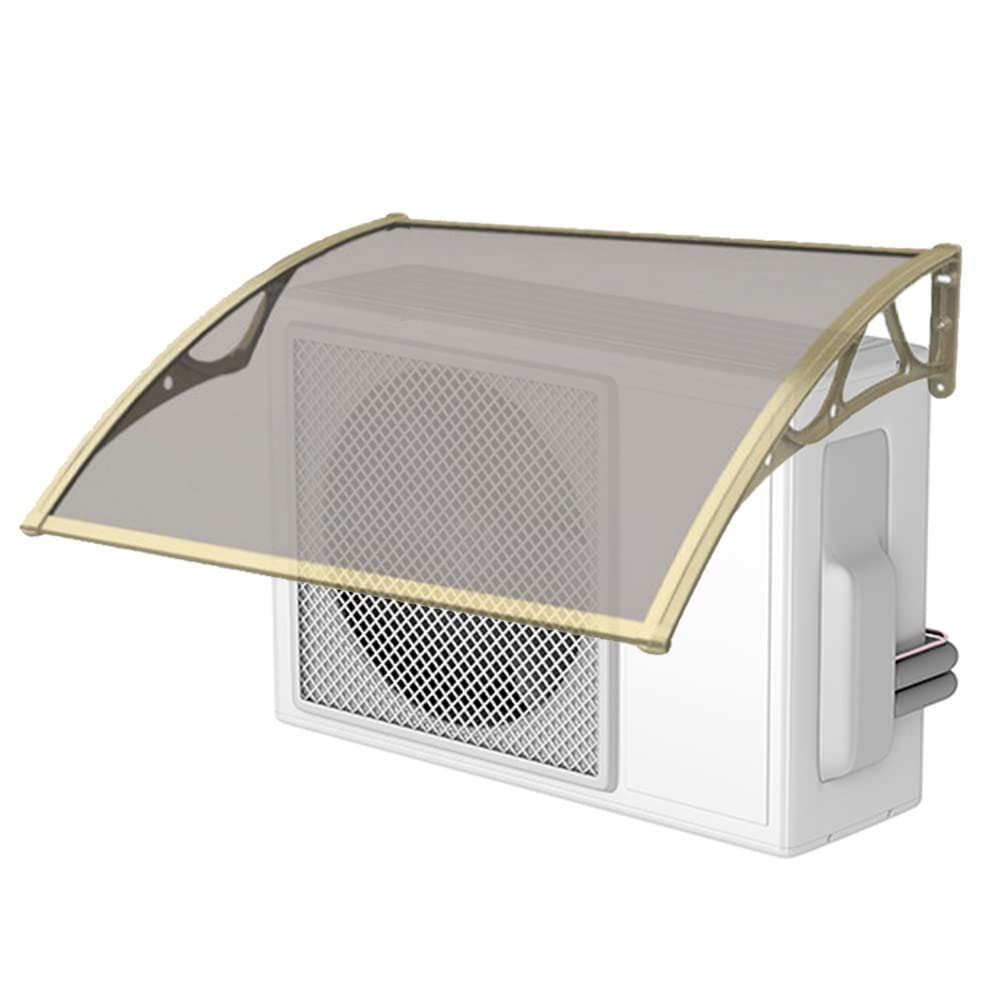 Outdoor Air Conditioner Cover - Waterproof Patio Door & Window Awning Canopy with Aluminum Alloy Bracket for Rain, Snow & UV Protection - Clear Brown 80x180cm - Perfect for Protecting Electrical Equipment in Backyards, Balconies & Outdoor Spaces