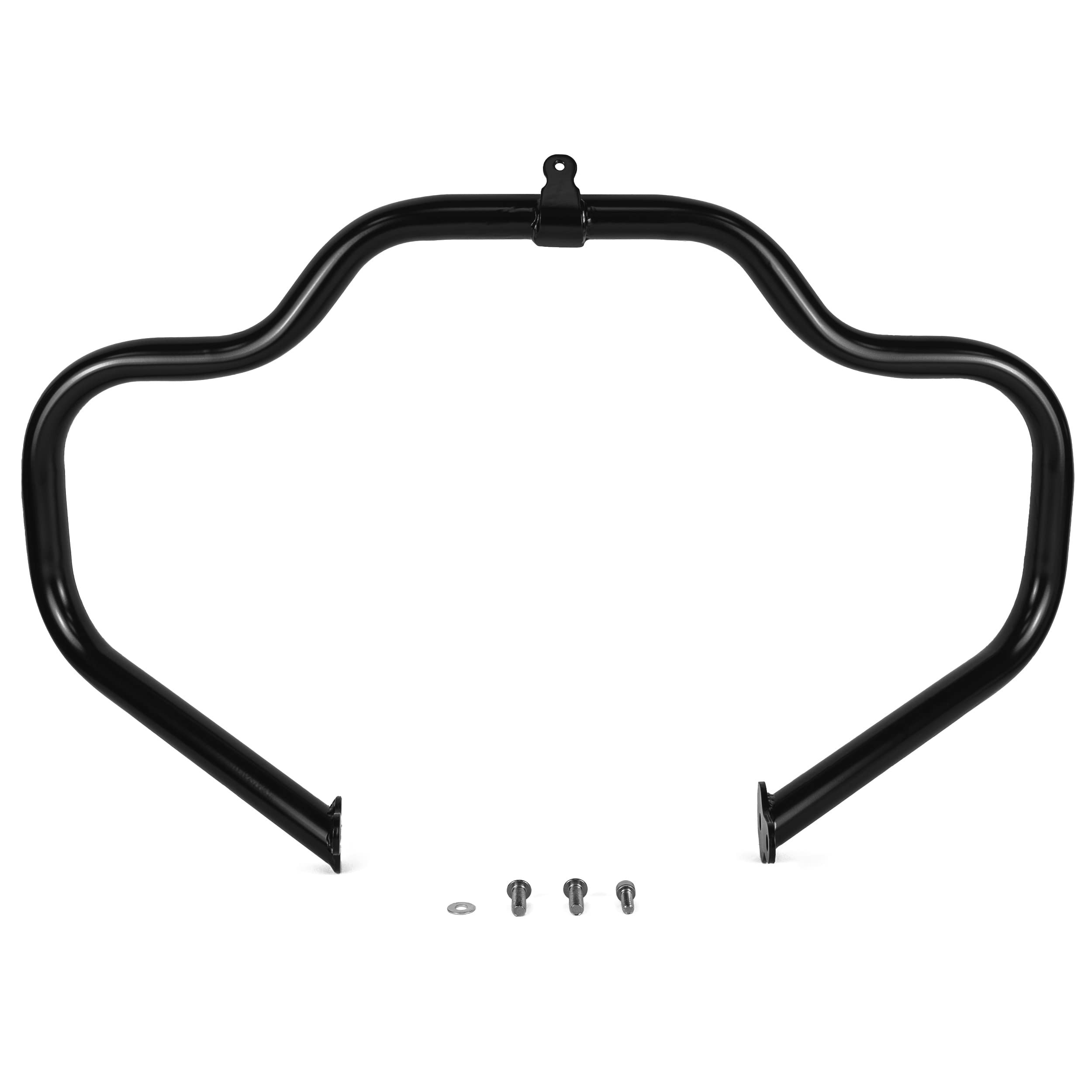 Krator Black Engine Guard Crash Bar for Harley Davidson Touring & Trike Models (2009-2020) - Highway Mustache Style Protection - Fits All Models Except Road Glide | Durable Motorcycle Protection for Long Rides & Adventure Touring