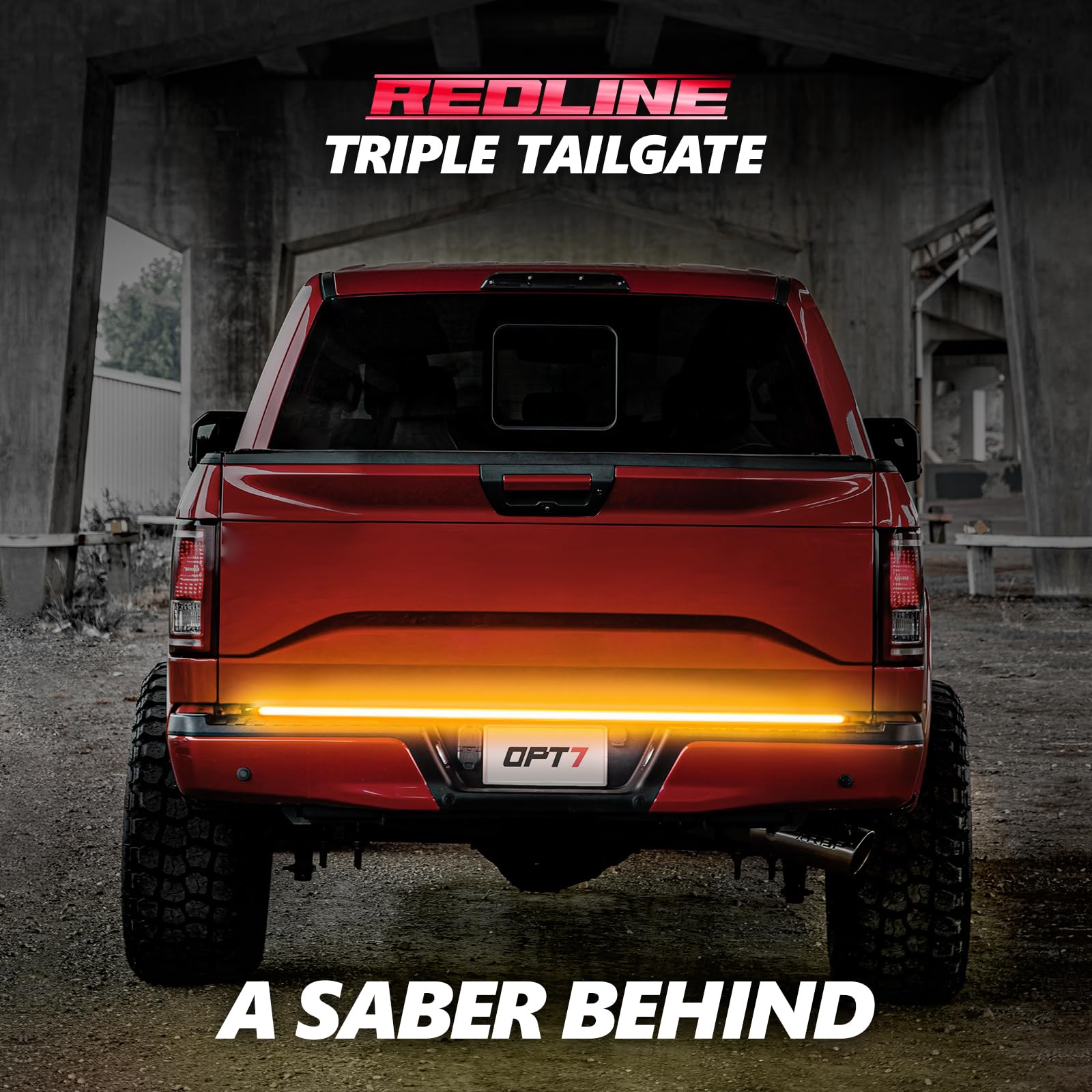 OPT7 60-Inch Triple LED Tailgate Light Bar with Amber Turn Signals & 60-Inch Running Board Lights with Sequential Amber Turn Signals - Enhanced Visibility for Trucks, SUVs, and Off-Road Vehicles