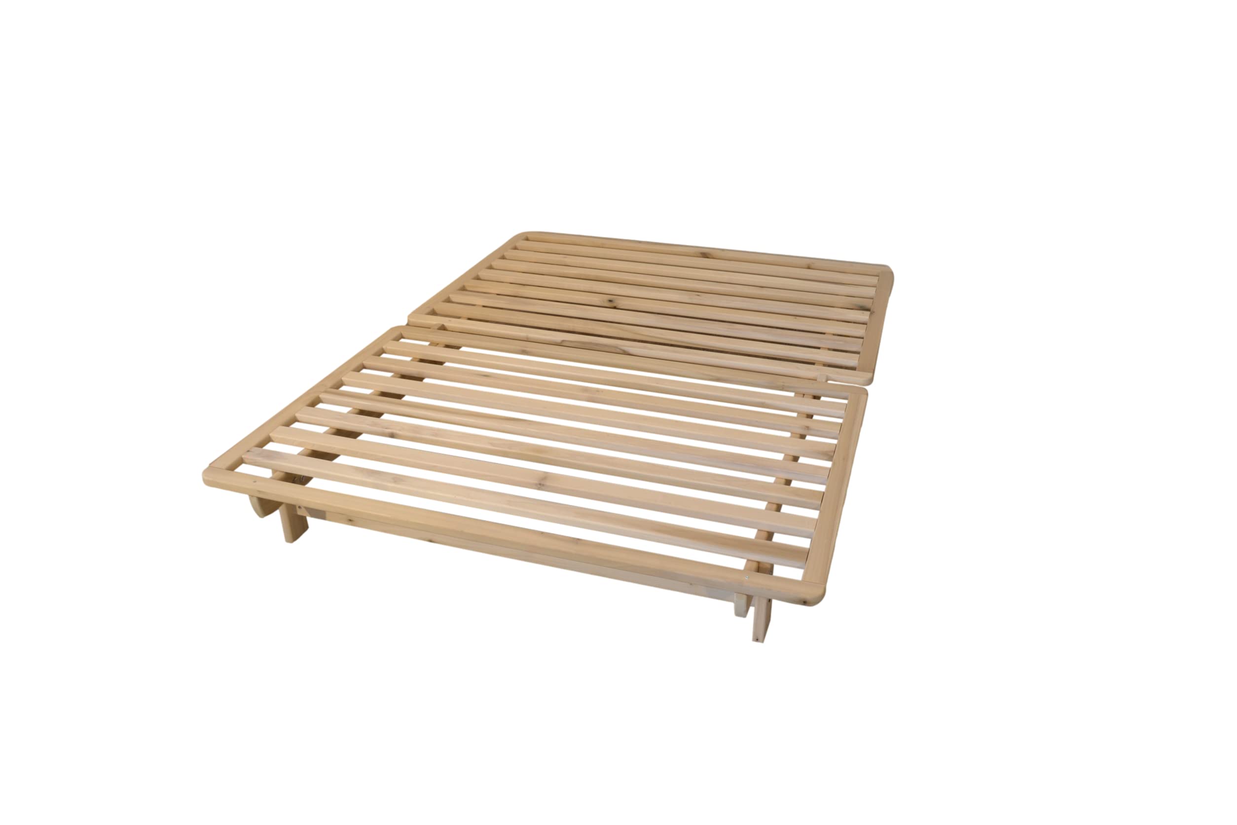 KD Frames Ekko Full Size Platform Bed Frame - Unfinished Solid Wood Minimalist Floating Bed - Easy Assembly, No Box Spring Needed - Natural Wood Bedroom Furniture for Modern & Scandinavian Style Homes