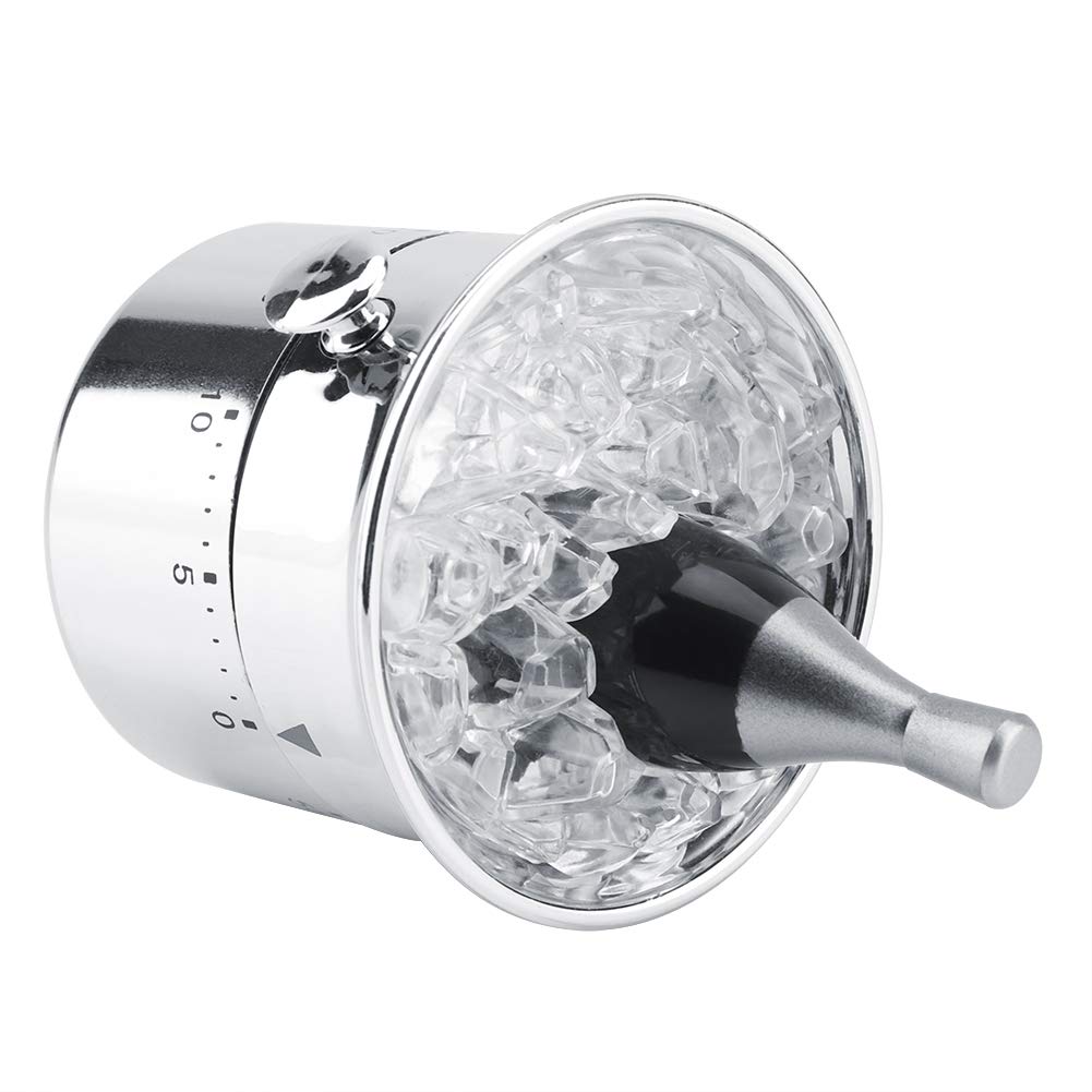 Stainless Steel Bucket-Shaped 60-Minute Mechanical Wind-Up Kitchen Timer - Wine Cooler Design for Cooking, Baking & Teaching - Perfect Kitchen Gadget & Time Management Tool for Home & Culinary Classes