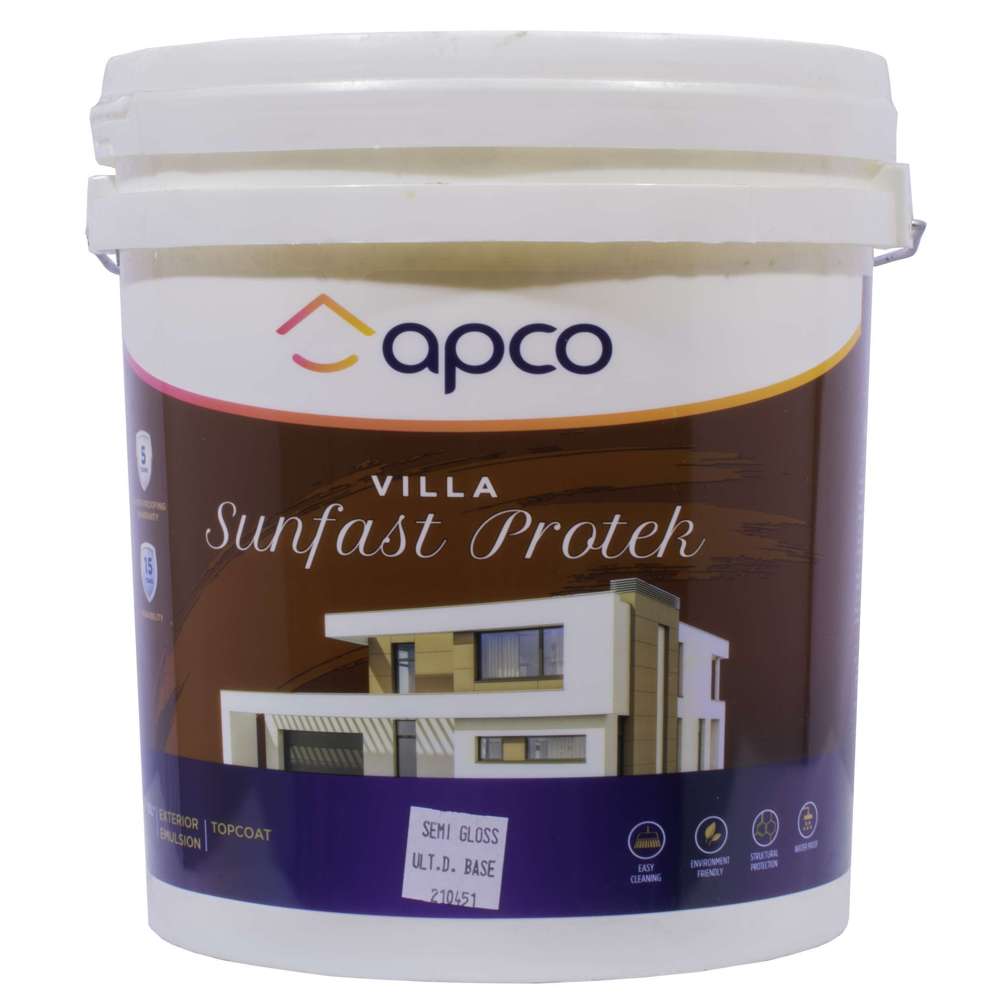 Apco Villa Sunfast Protek Top Coat Semi Gloss Acrylic Ultra Deep Base 10L - Premium Protective Paint for Exterior Walls, Decks & Outdoor Furniture - Weather-Resistant Finish for Long-Lasting Protection