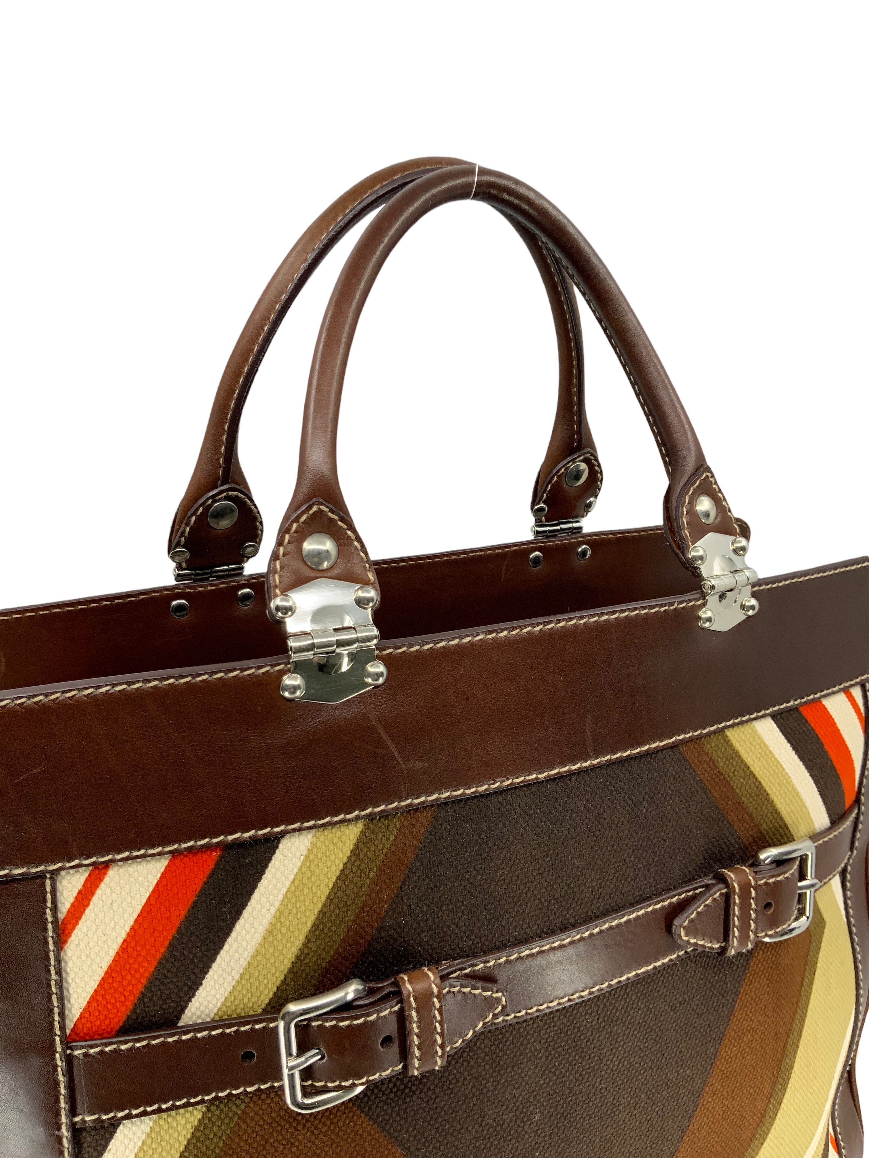Miu Miu Designer Tote Bag - Stylish Canvas and Leather Patchwork Handbag for Women | Perfect for Work, Travel, and Everyday Use