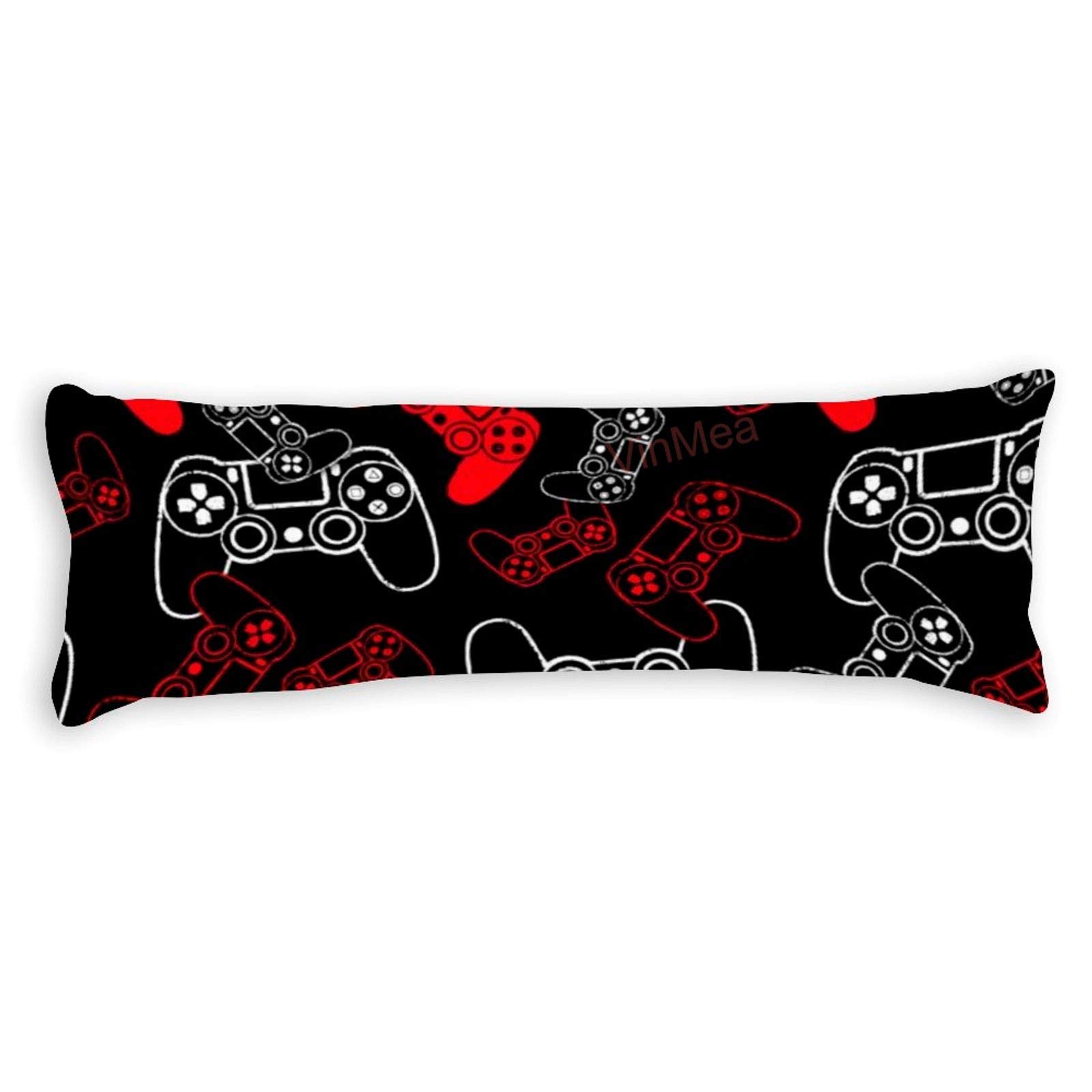 Soft Body Pillow Cases 20x54 Inches - Red on Black Gaming Pillow Covers for Home, Bedroom & Anime Fans - Perfect for Sleeping, Lounging & Gaming Decor