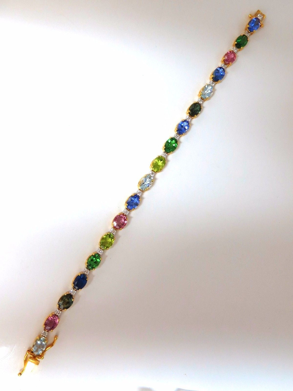15.17ct Natural Tsavorite Spinel Tanzanite Aquamarine Sapphire Diamond Bracelet for Women - Luxury Gemstone Jewelry Gift for Anniversary, Birthday & Special Occasions