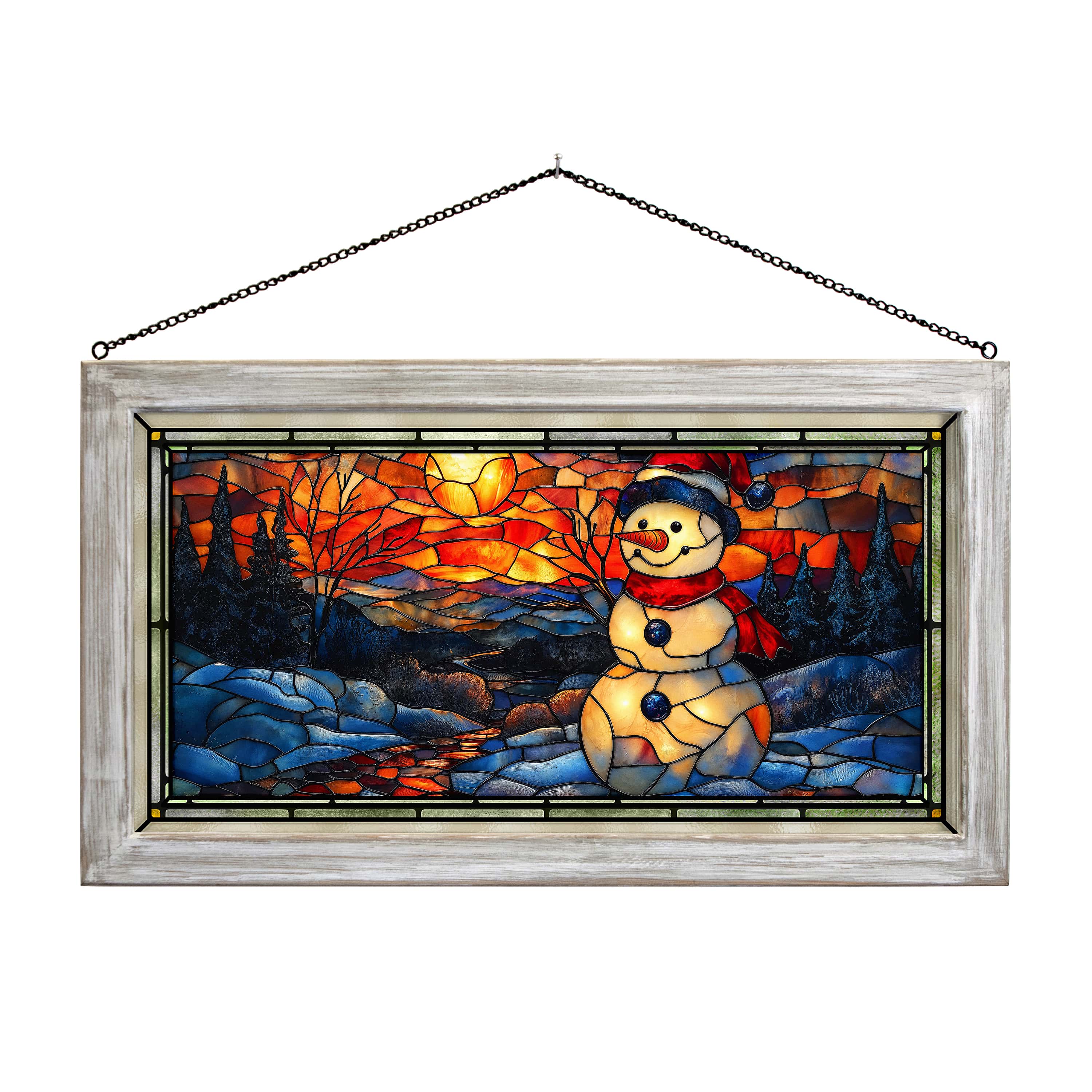13 x 23 Stained Glass Art - Carrot Nose at Dusk Handmade Window Panel - Perfect for Home Decor, Church Windows & Holiday Gifts
