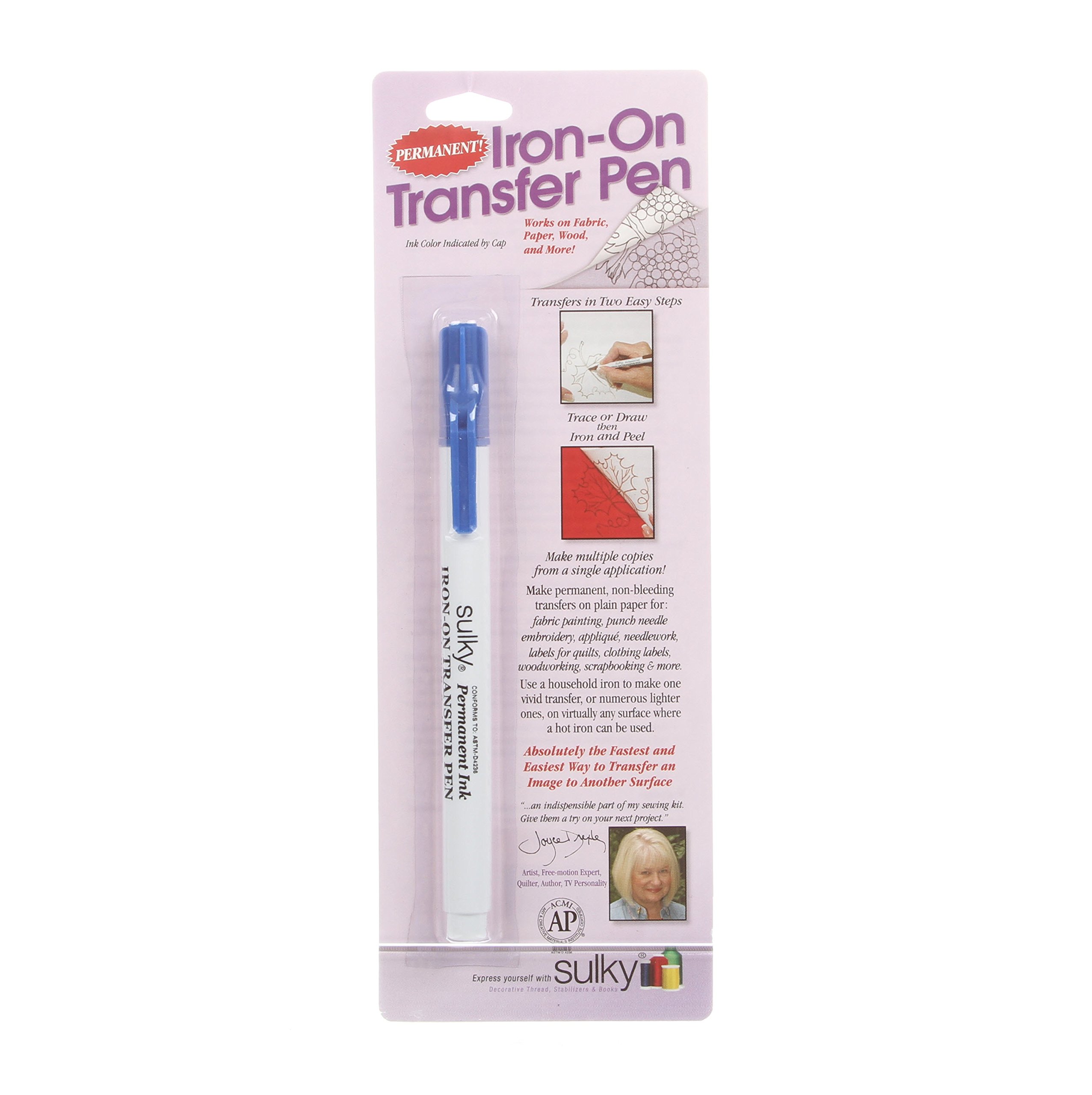 Sulky Blue Iron-On Transfer Pen for Fabric Marking - Perfect for DIY T-Shirts, Quilting & Craft Projects