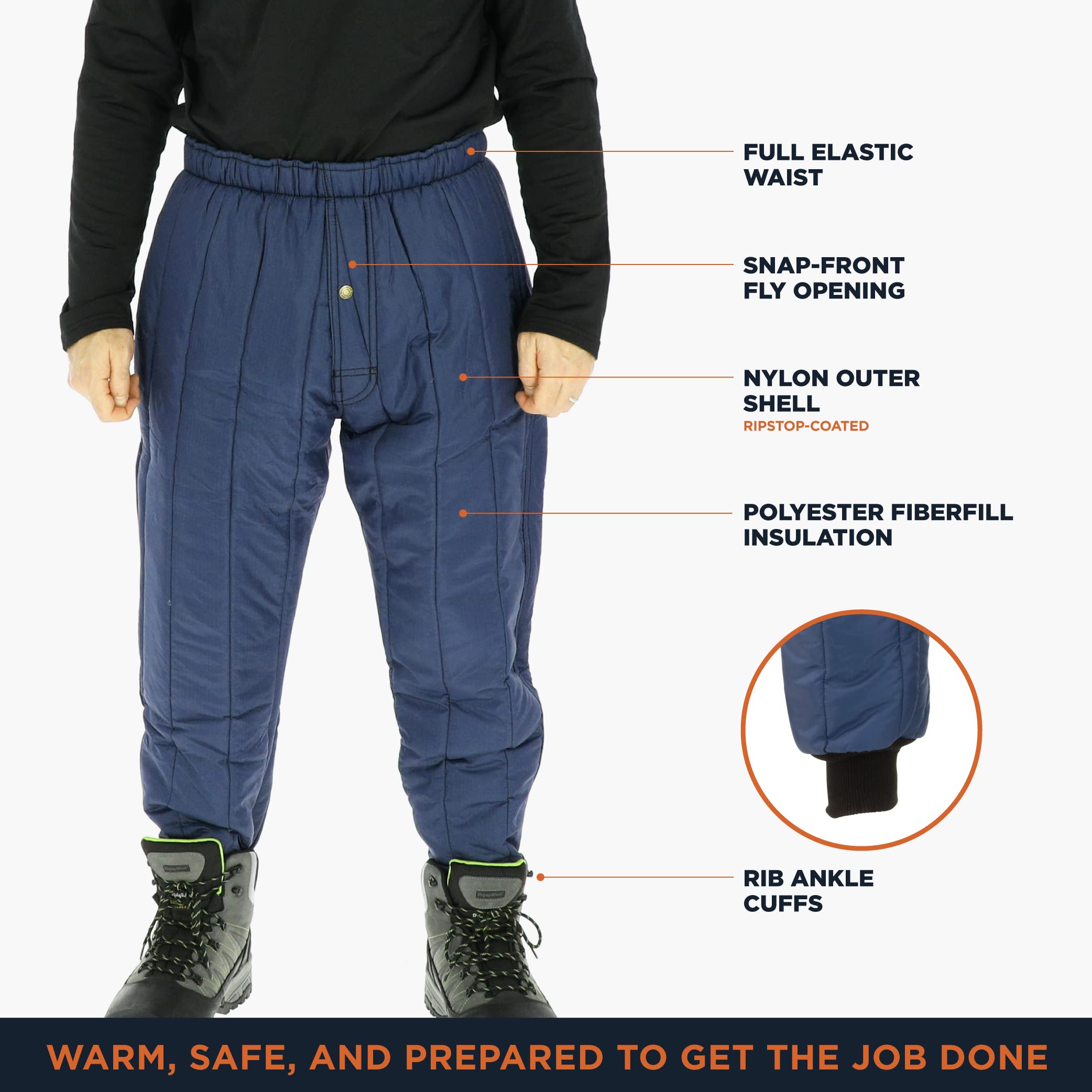 RefrigiWear Insulated Work Pants for Men & Women - Cold Weather Thermal Trousers, Rated for 10°F (-12°C) - Ideal for Outdoor Jobs, Hunting, and Winter Construction Work