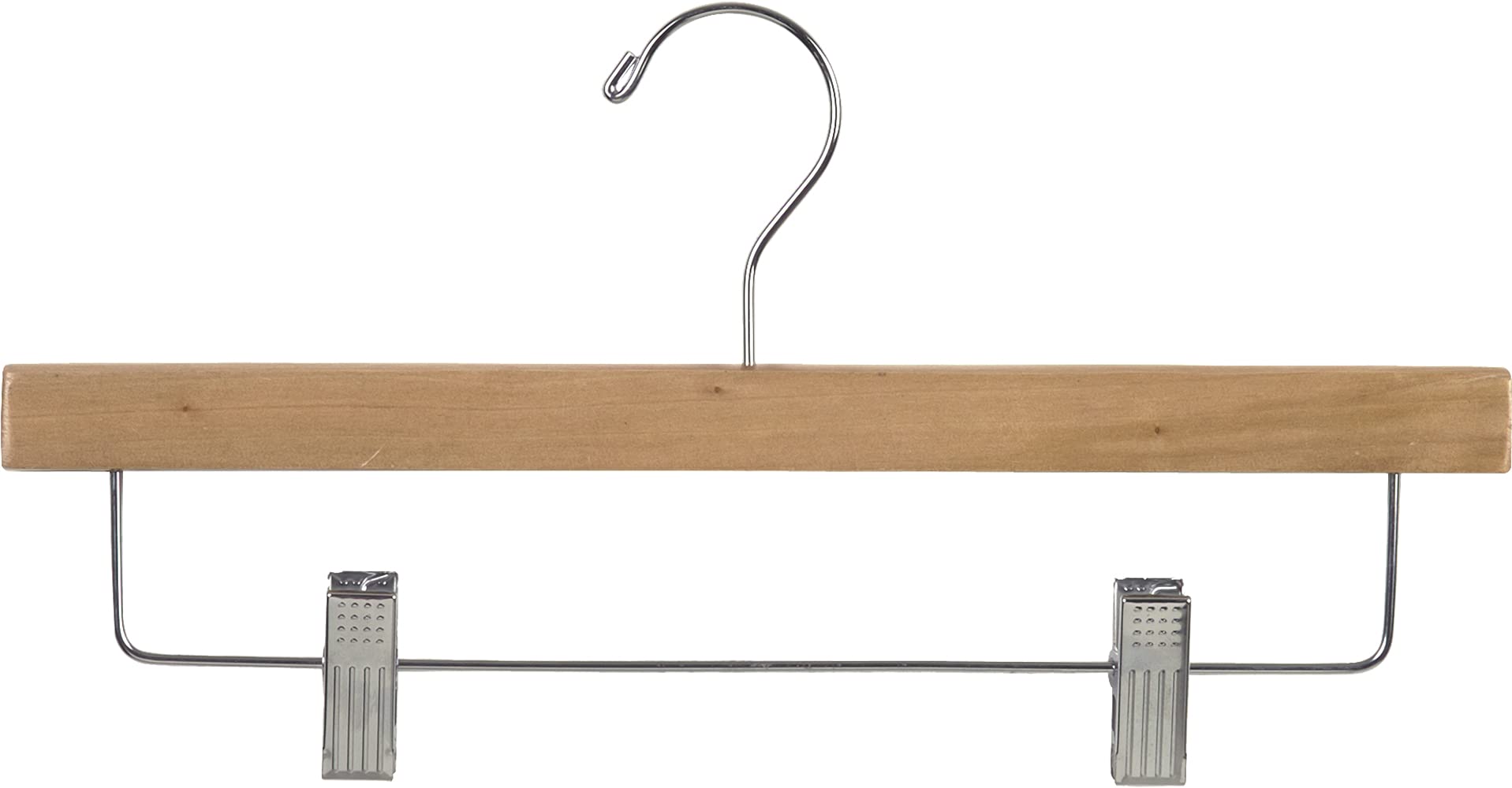25 Pack Natural Finish Solid Wood Slim Pants & Skirt Hangers with Adjustable Clips - Space Saving Closet Organizer for Home & Retail Display