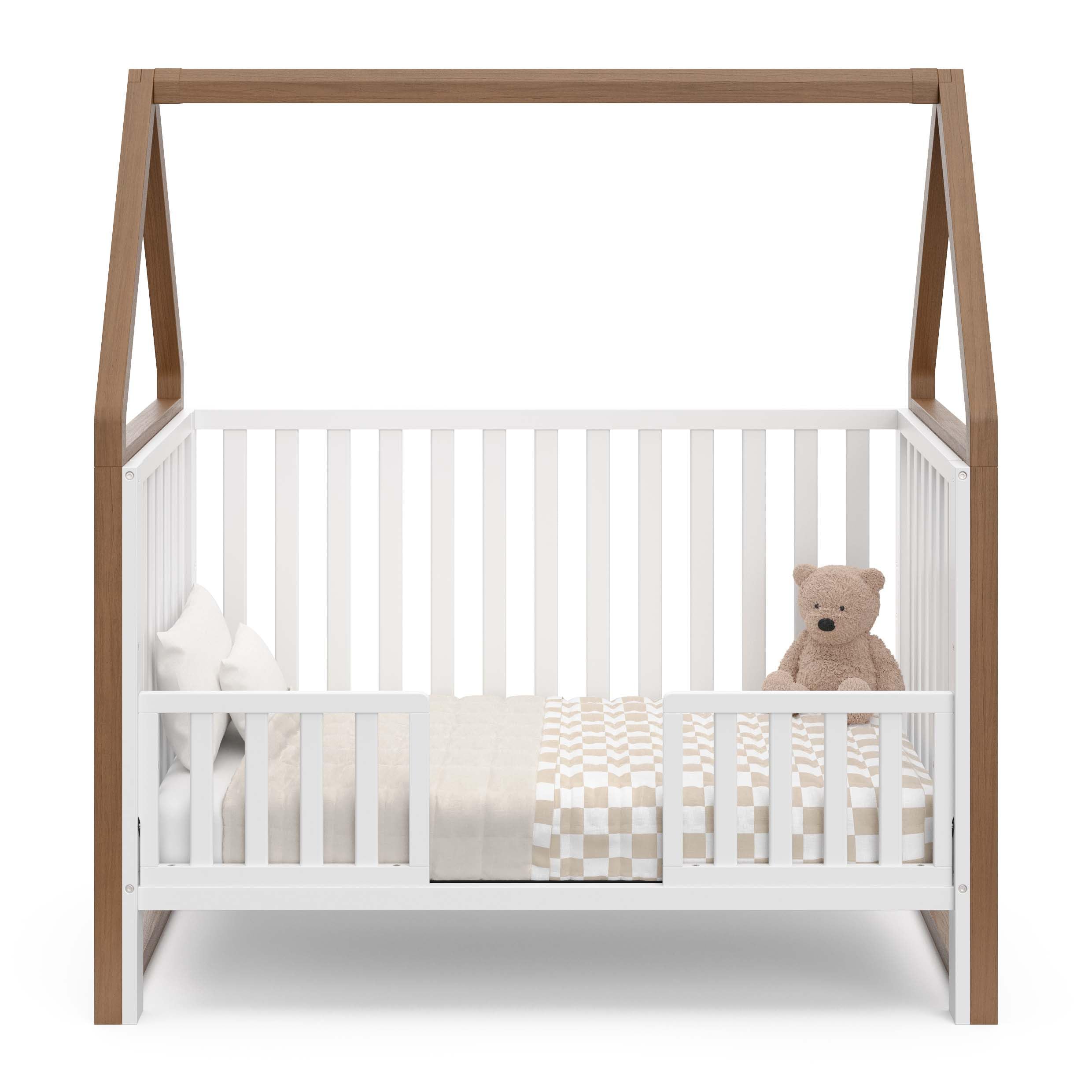 Storkcraft Orchard 6-in-1 Convertible Crib - GREENGUARD Gold Certified, Toddler to Full Bed, Playhouse & Daybed - Hazelnut & White Finish - Fits Standard Crib Mattress - Perfect for Nursery, Kids Room & Guest Bedroom