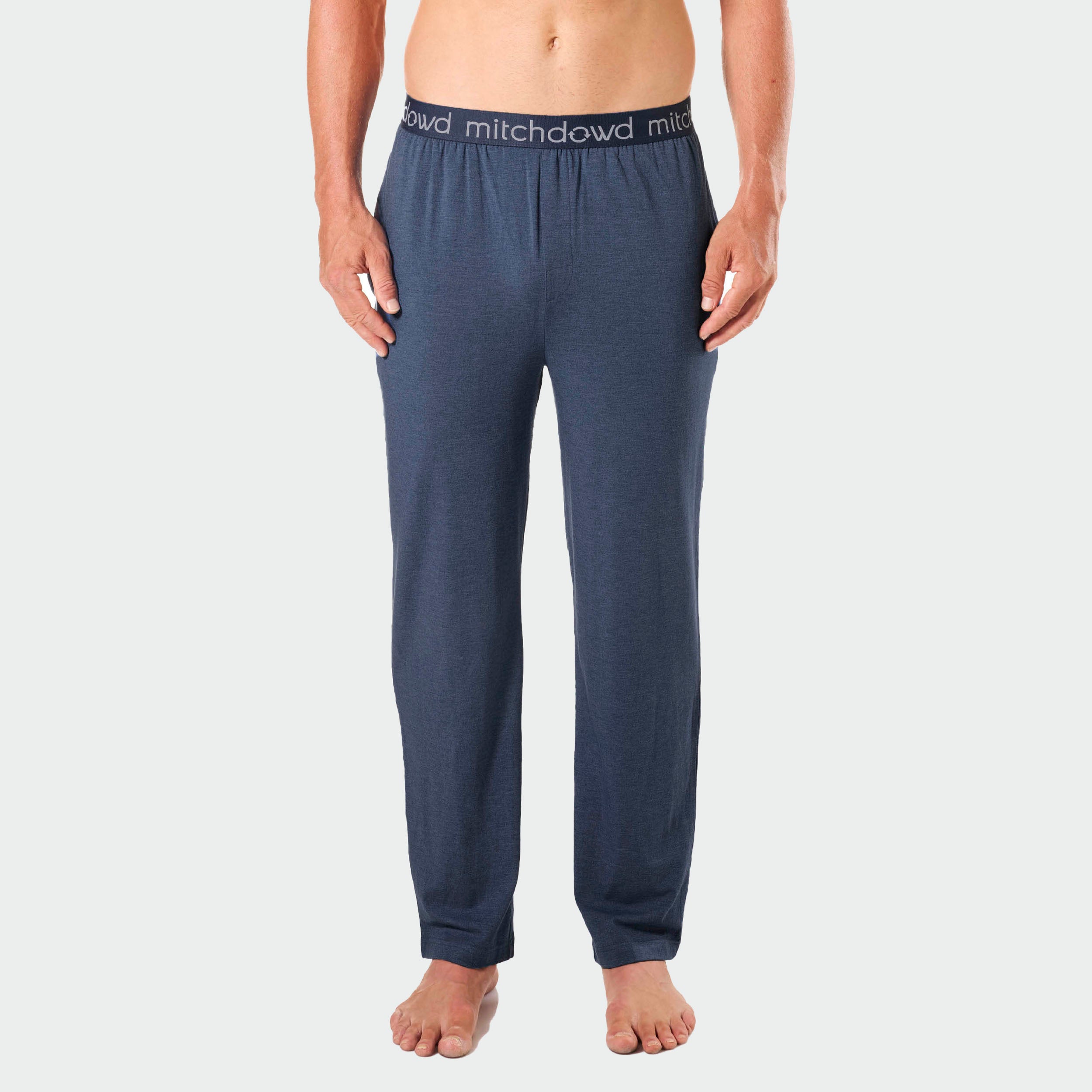 Men's Soft Bamboo Knit Sleep Pants - Breathable Lounge Pajama Bottoms for Comfortable Nightwear & Relaxing at Home - Blue Marle Color
