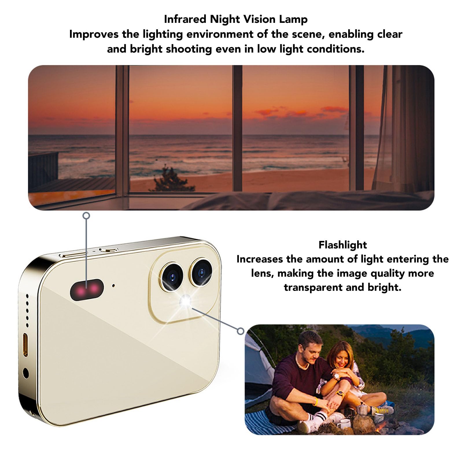 4K Small Digital Camera with Autofocus & Triple Lens - Portable Point and Shoot Camera with 3