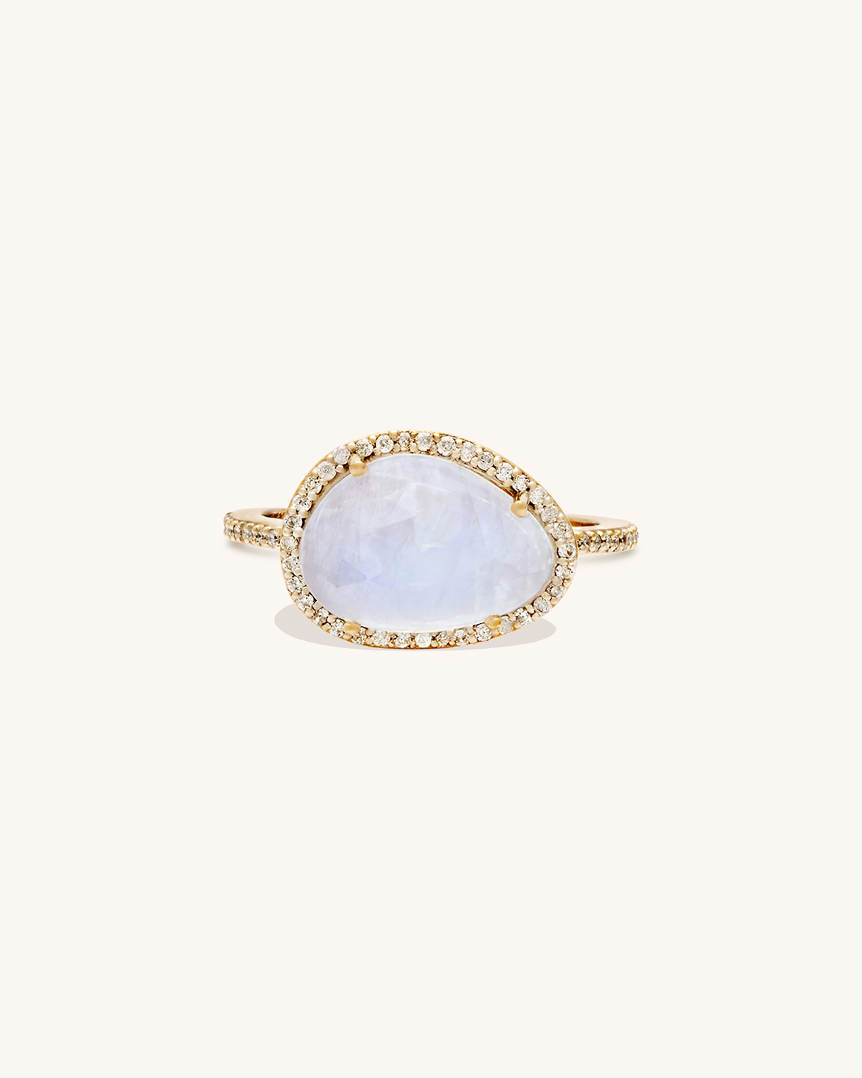Etereo 14K Gold Moonstone Diamond Ring - Elegant Jewelry for Women, Perfect for Weddings, Anniversaries & Special Occasions