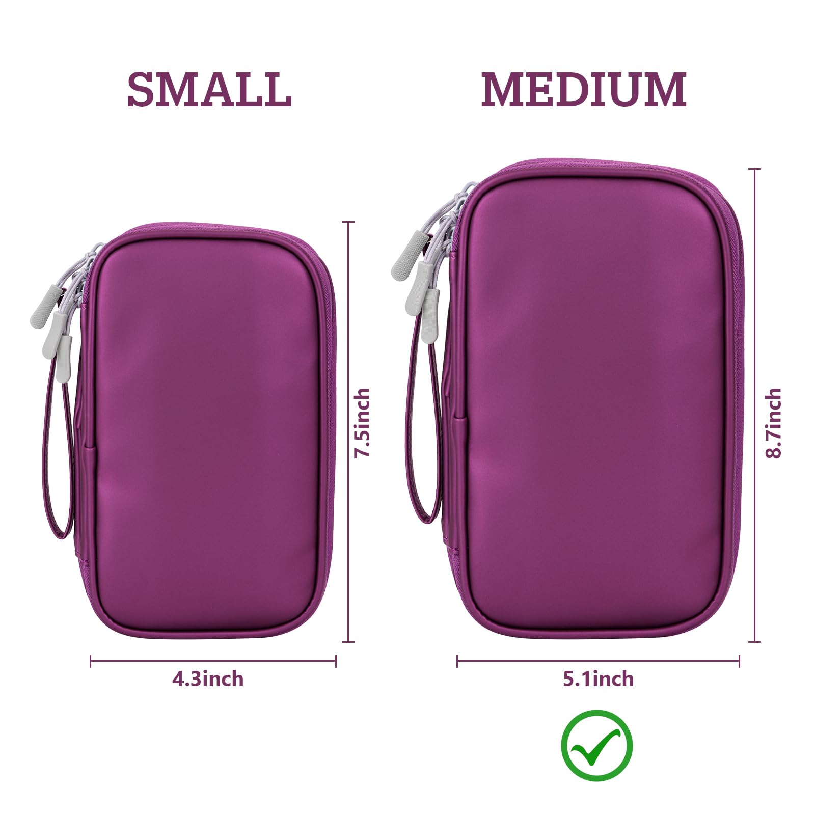 Electronics Organizer Travel Case - Medium Purple Tech Accessories Pouch for Cables, Chargers & Cords | Perfect for Carry-On Essentials & Business Travel Organization