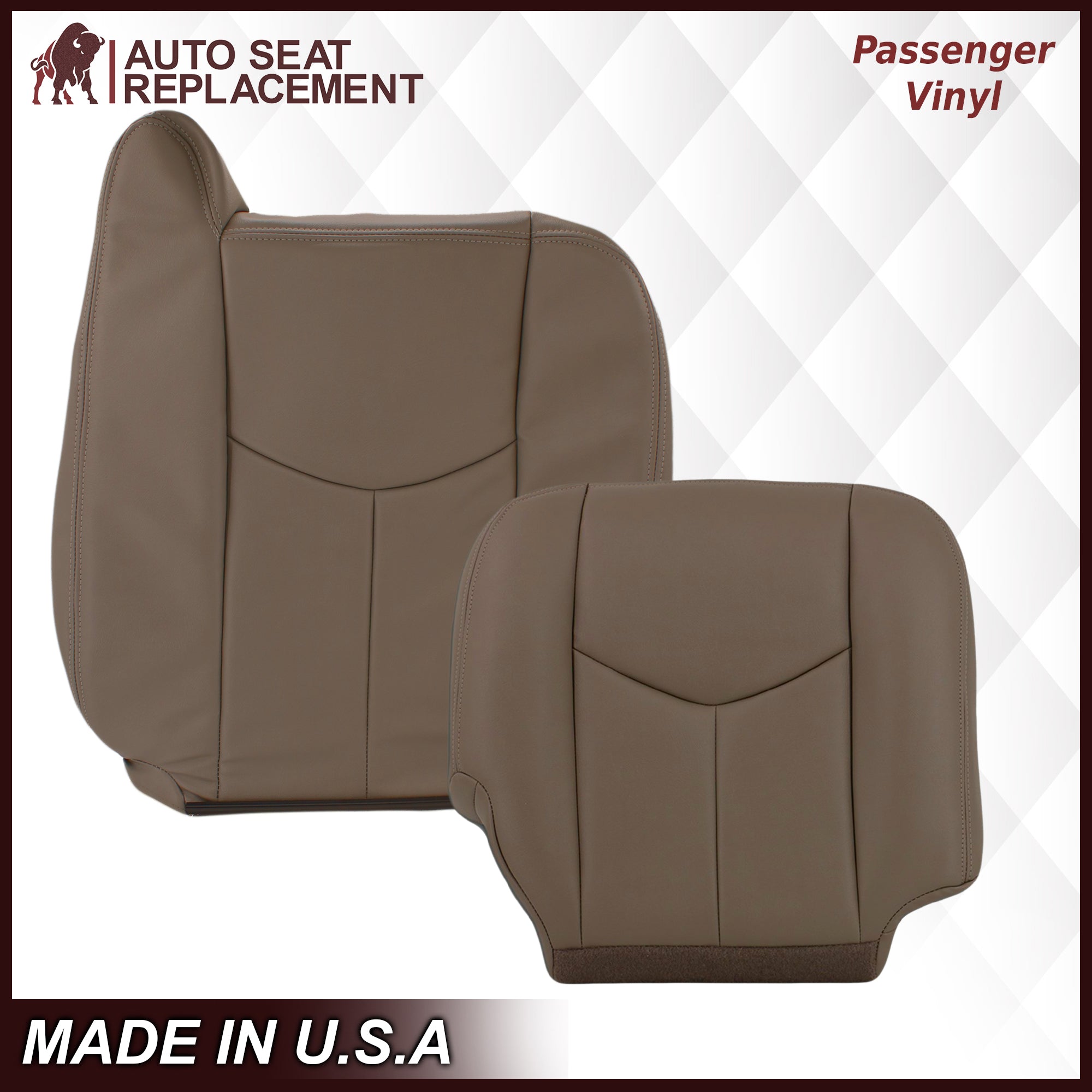 2003-2007 Chevy Silverado Avalanche GMC Sierra Work Truck Seat Cover - 40/20/40 Split Bench Tan Leather/Vinyl - Durable Truck Seat Protector for Drivers & Work Vehicles | Perfect for Construction, Farming & Daily Commuting