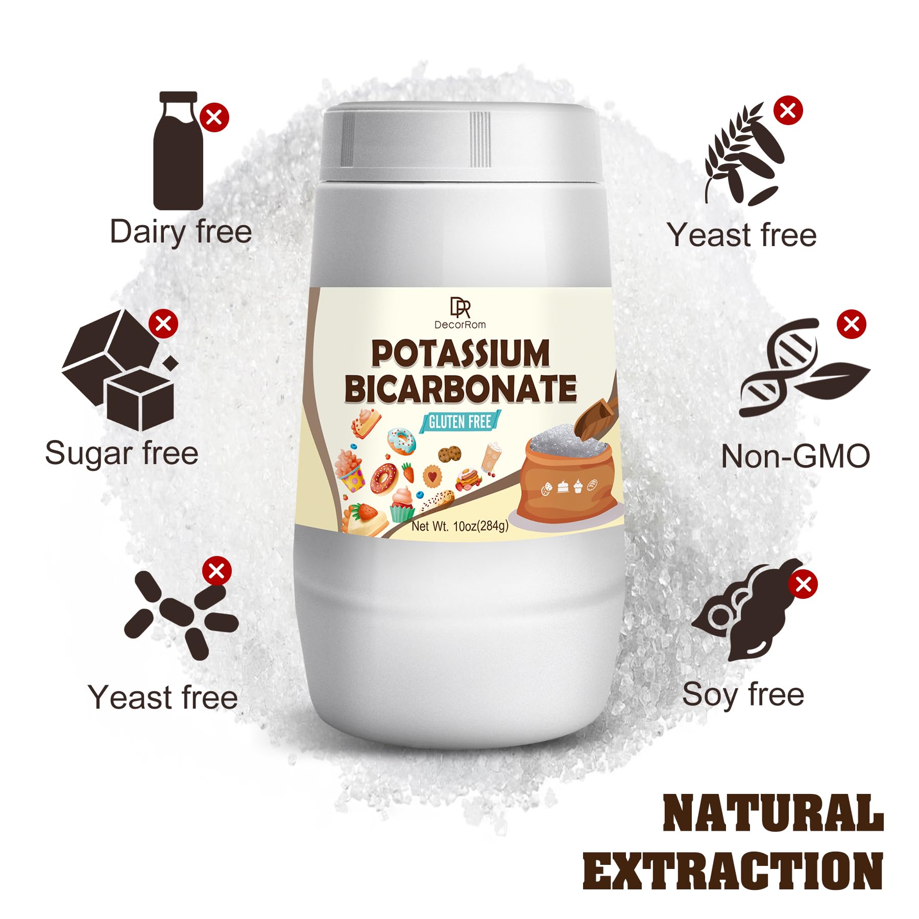 100% Pure Food Grade Potassium Bicarbonate Powder (10oz) - Natural Leavening Agent for Baking, Cookies, Cakes & Snacks | Plant Supplement & Wine Making Aid | Perfect for Home Baking, Gardening and DIY Projects