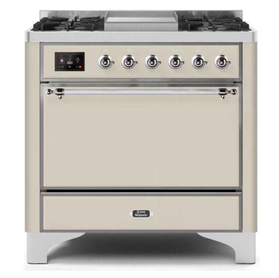 ILVE 36 Inch Majestic II Series Natural/Propane Gas Cooktop with 6 Sealed Burners & Electric Oven - Stainless Steel Range (UM09FDQNS3) - Perfect for Home Kitchens, Restaurants, and Culinary Enthusiasts