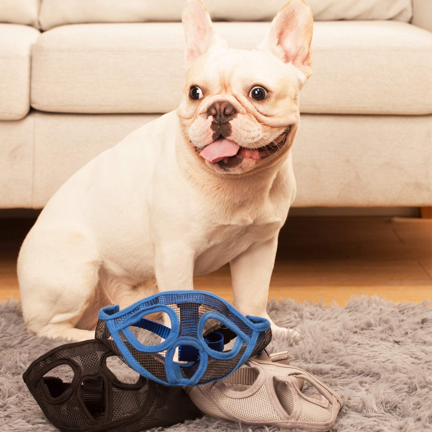 Adjustable Bulldog Muzzle for Short Snout Dogs - Stop Biting, Barking & Chewing - Comfortable Breathable Mesh (Medium, Black) - Perfect for Training, Grooming & Vet Visits