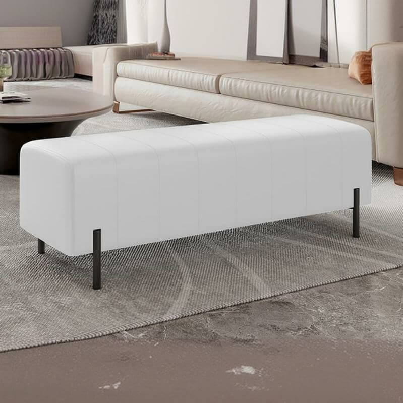 Premium Faux Leather Storage Ottoman Bench - Modern Rectangular Footrest with Tufted Design for Living Room, Bedroom & Entryway - Perfect Home Decor for Stylish Women