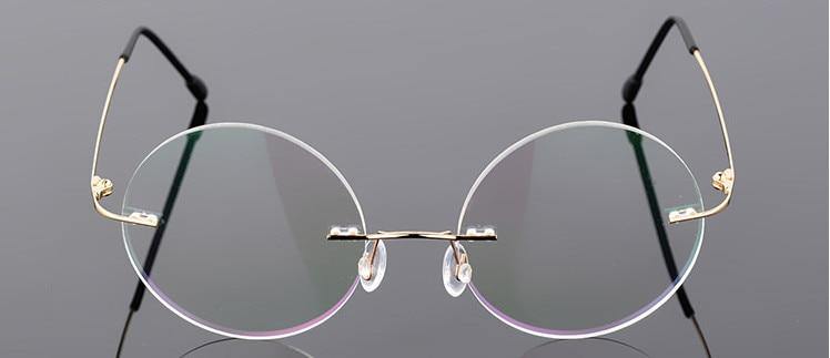 Steve Jobs Gandhi Harry Potter Style Foldable Ultra Light Blue Light Blocking Computer Glasses - Round Rimless Eyewear for Men & Women - Perfect for Office, Gaming & Screen Use