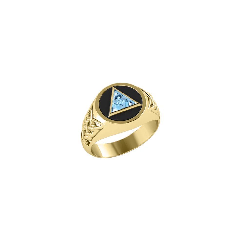 14K Yellow Gold Celtic AA Recovery Ring with Genuine Gemstone - Elegant Jewelry for Women, Perfect for Gifts, Healing & Spiritual Practices