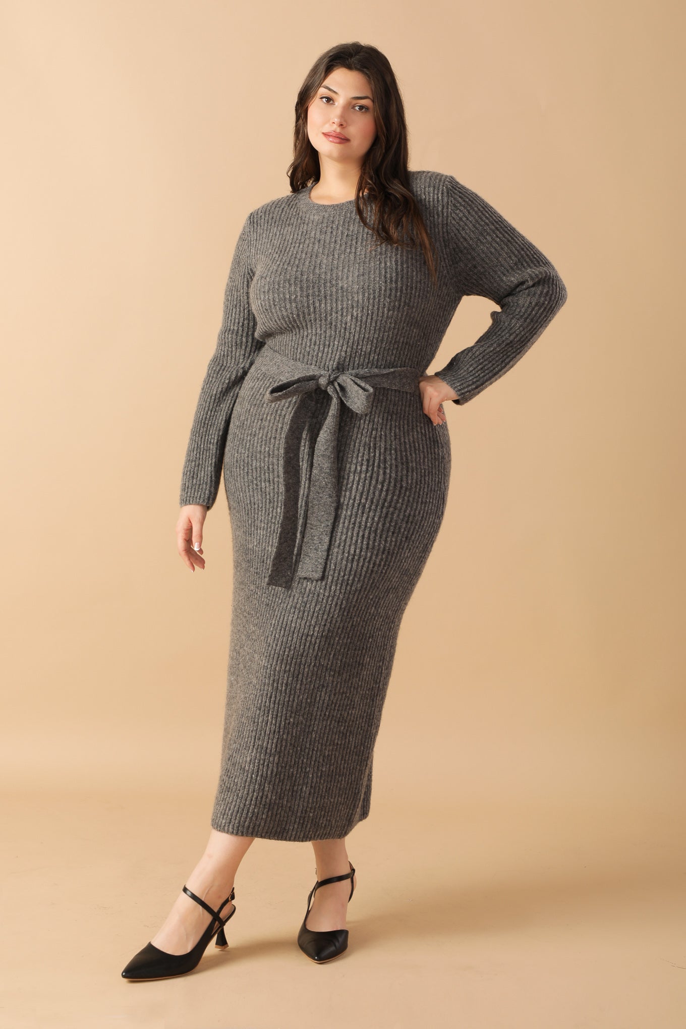 BE GOOD TO ME Women's Long Sleeve Sweater Dress - Cozy Knit Tunic for Fall & Winter - Perfect for Office, Date Night & Casual Outings