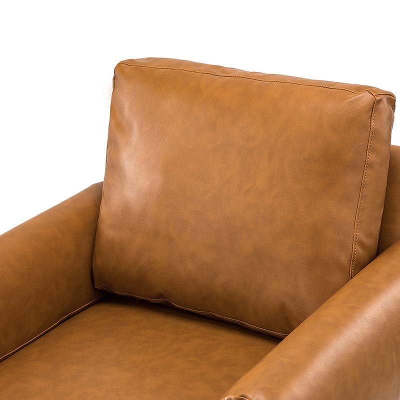 Henry Vegan Leather Armchair - Modern PU Leather Lounge Chair for Living Room, Office & Bedroom - Comfortable Mid-Century Style Accent Chair with Sturdy Metal Legs