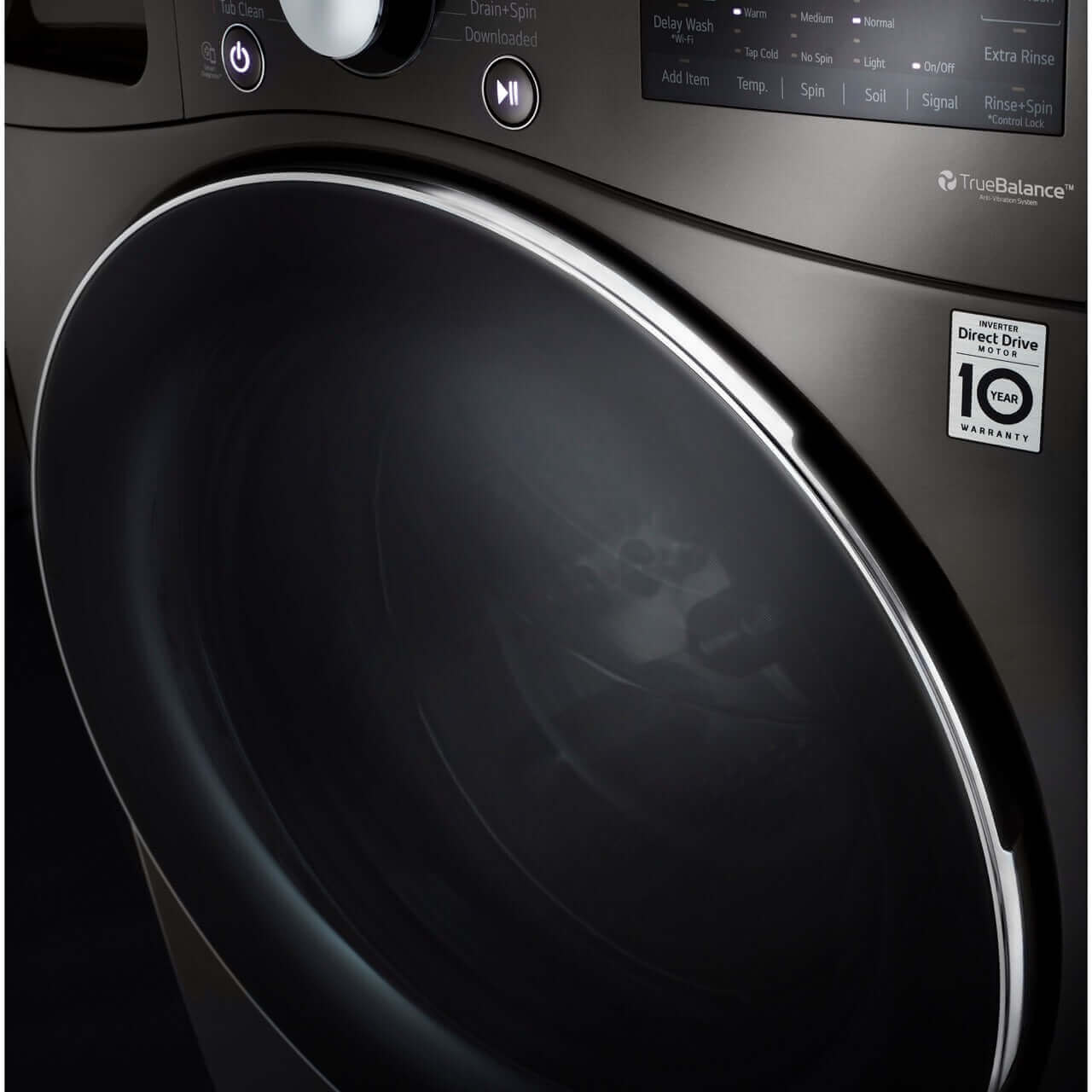 LG WM4200HBA 27 Inch 5.0 Cu Ft Smart Front Load Washing Machine - Energy Efficient Black Steel Washer for Large Laundry Loads | Perfect for Family Homes & Apartments
