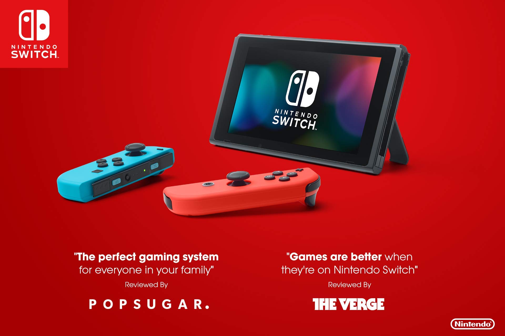 Refurbished Nintendo Switch Console with Neon Red & Blue Joy-Con - HD Gaming Handheld for Home & Travel - Play Anytime, Anywhere