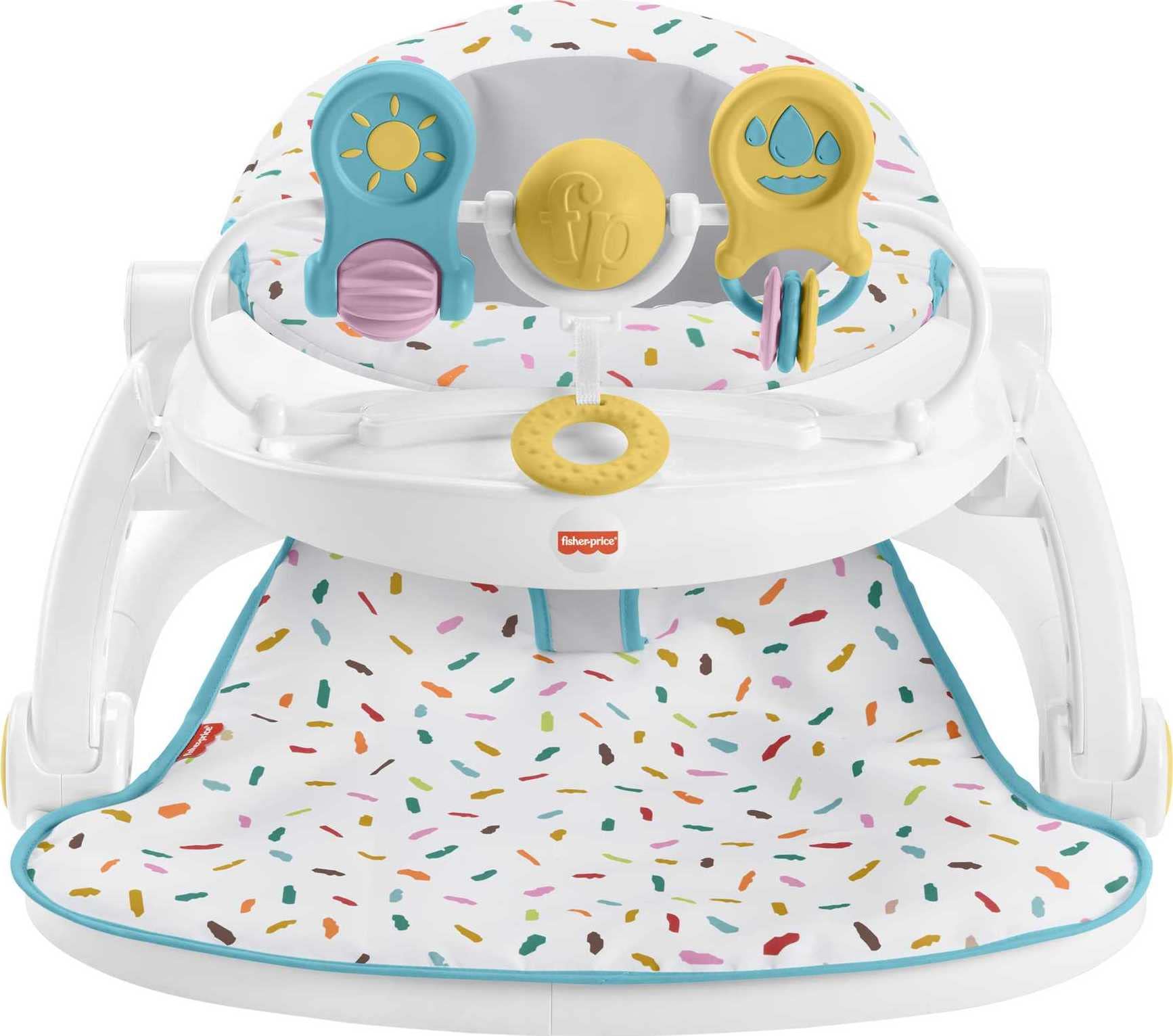 Fisher-Price Deluxe Sit-Me-Up Floor Seat for Babies - Portable Baby Chair with Removable Snack Tray & Toy Bar | Tummy Time Wedge & Sensory Toy for Newborns & Infants | Perfect for Playtime, Feeding & Developmental Activities at Home or Travel