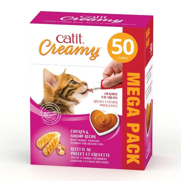 Catit Creamy Lickable Cat Treats - Chicken & Shrimp Recipe for Adult & Senior Cats | High Protein Wet Cat Food Topper | Perfect for Picky Eaters & Hydration Support