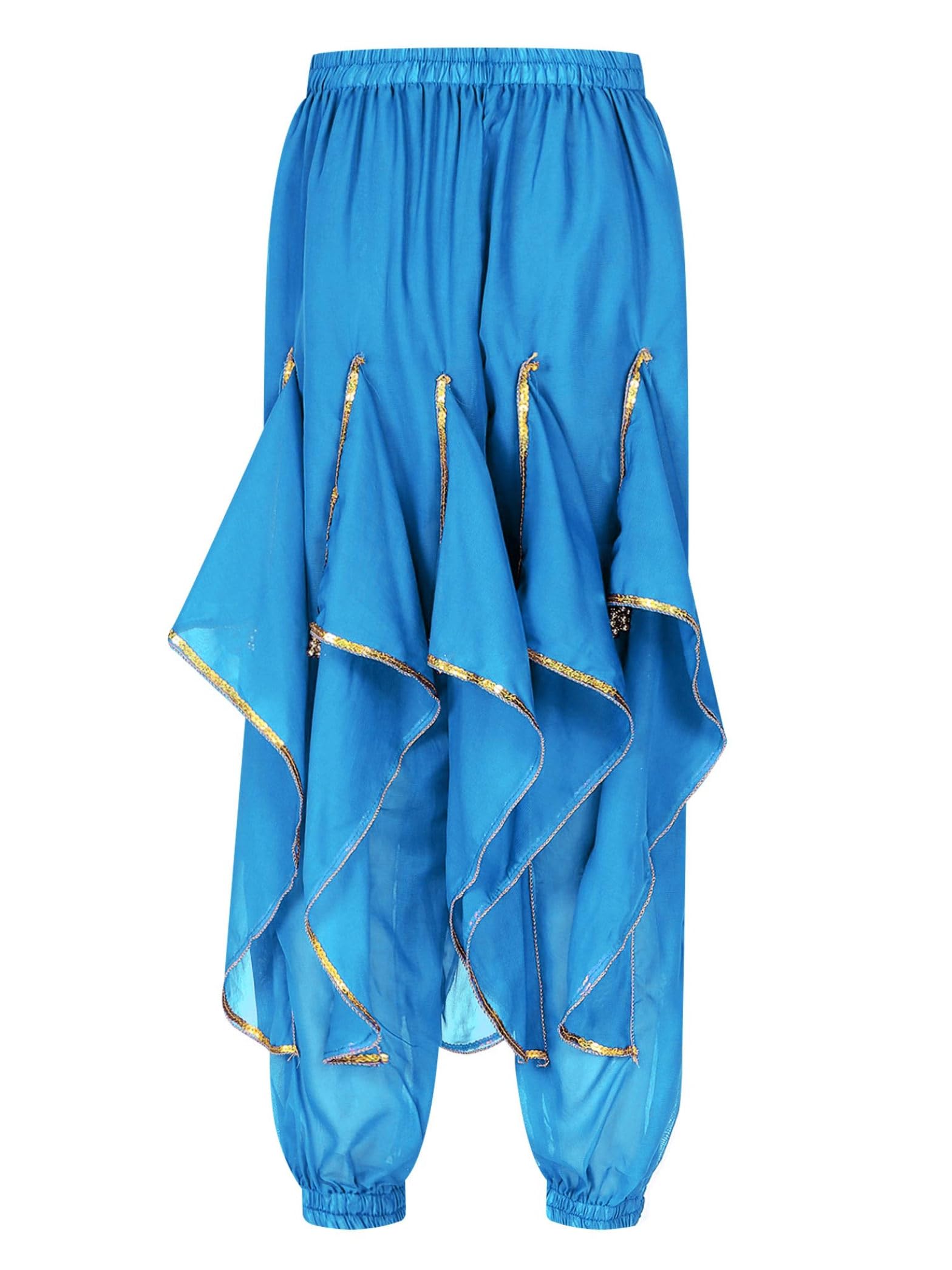 Women's Belly Dance Pants - Tribal Baggy Arabic Harem Pants with Ruffle Design for Halloween & Cosplay Costumes - Perfect for Dance Performances, Parties & Themed Events