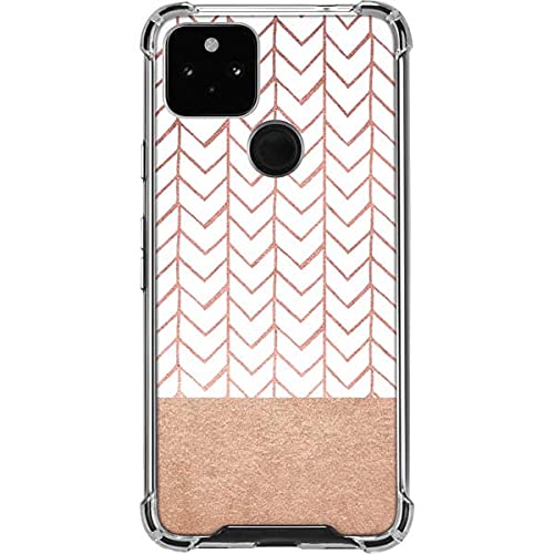 Google Pixel 5a 5G Clear Case - Rose Gold Herringbone for Protection & Style
