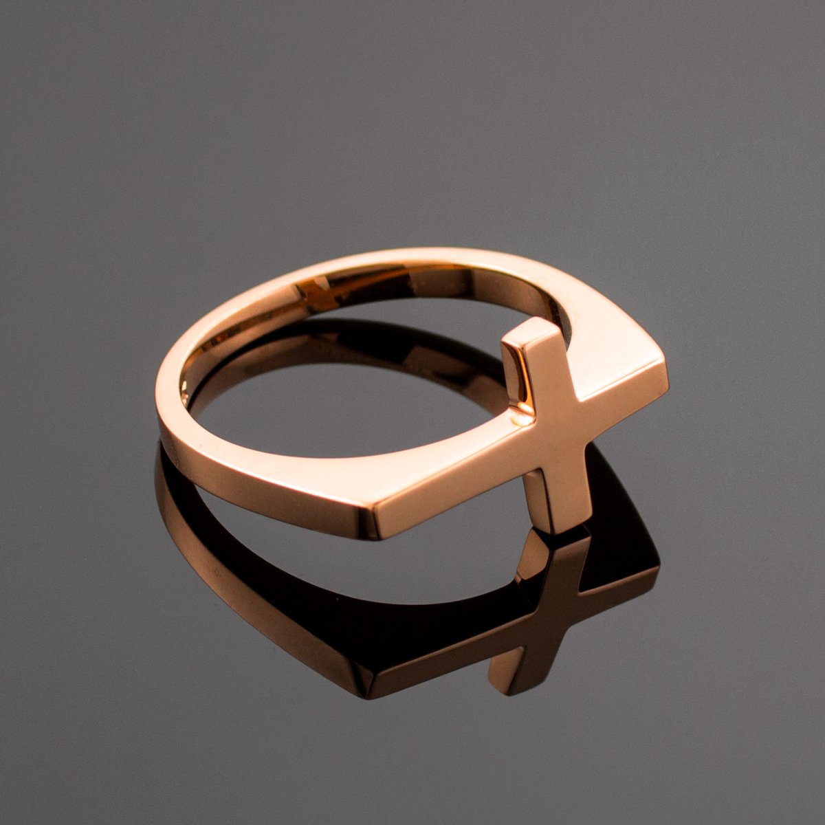 10K Rose Gold Flat Top Sideways Cross Ring for Women - Elegant Christian Jewelry Gift for Birthday, Anniversary & Everyday Wear